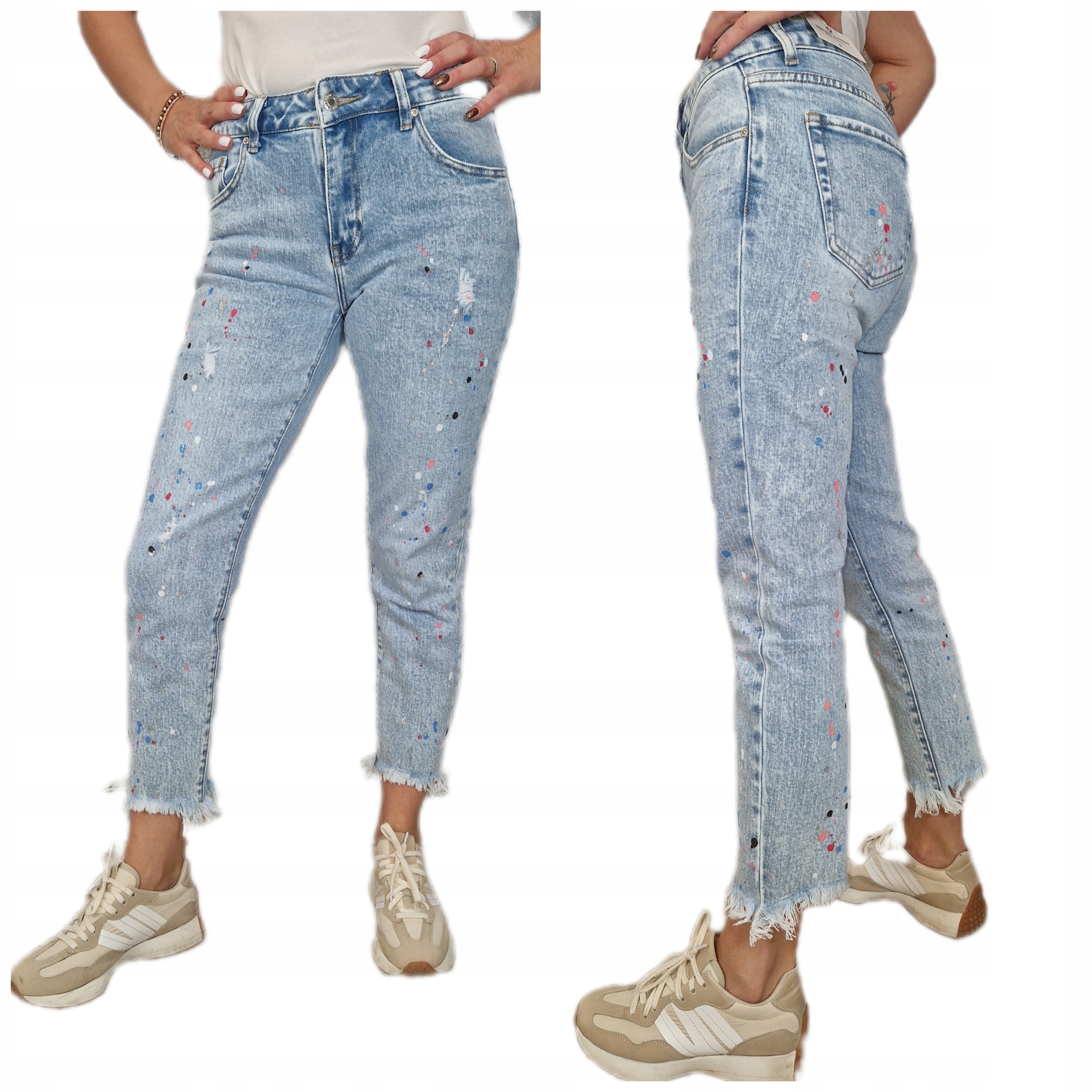 Dámské Džíny Modelující Kalhoty S Puntíky