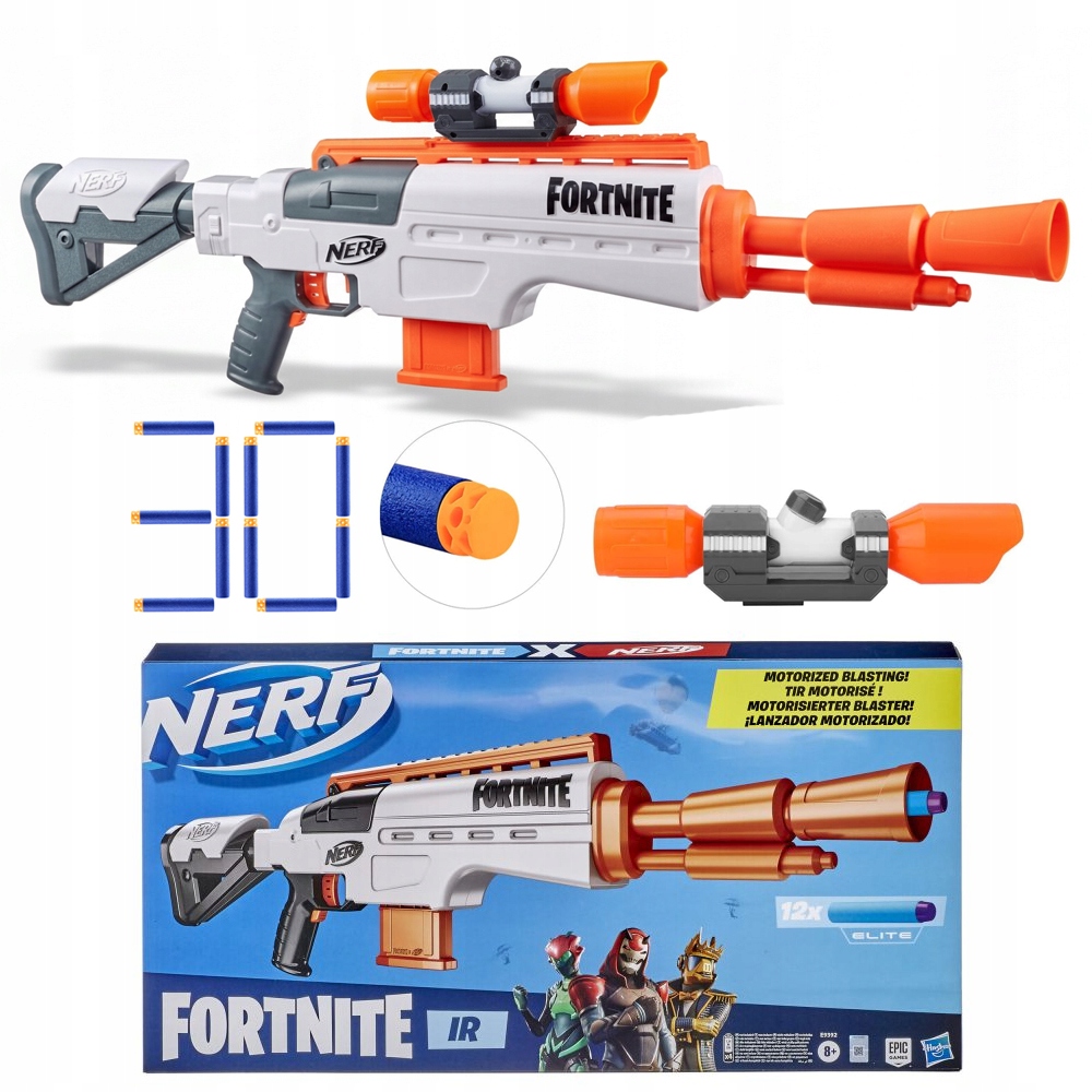 SNAJPERKA NERF FORTNITE IR PISTOLET + CELOWNIK +CELNE STRZAŁKI WAFFLE