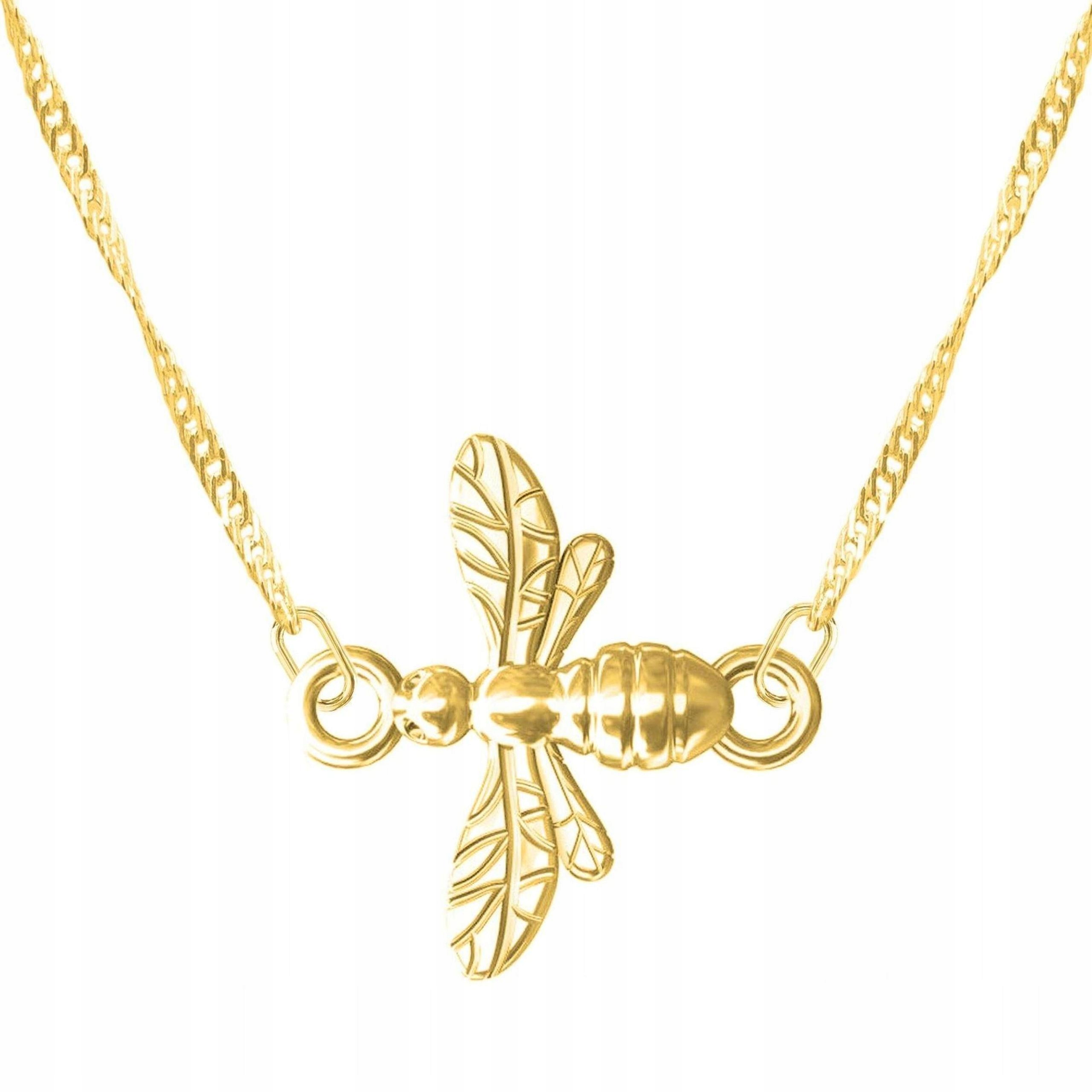 Zlatý náhrdelník s včelou a hmyzem Osa Bee Včelka Stříbro 925