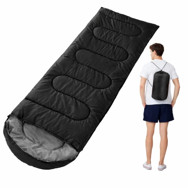 Śpiwór Mumia 2w1 210x75 cm Turystyczny Camping Survival Kaptur Czarny