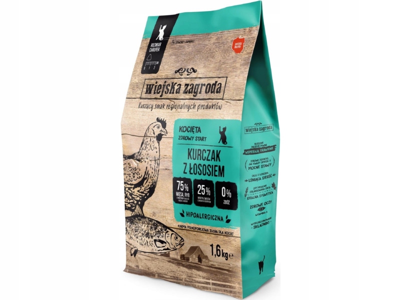 Karma dla kota Wiejska Zagroda Kurczak z łososiem 2 x 1.6 kg