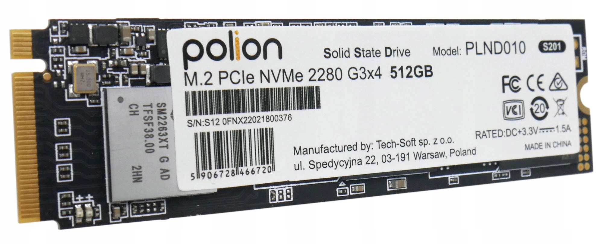 

Dysk Polion Ssd M.2 PCIe NVMe 512GB 2200MB/s