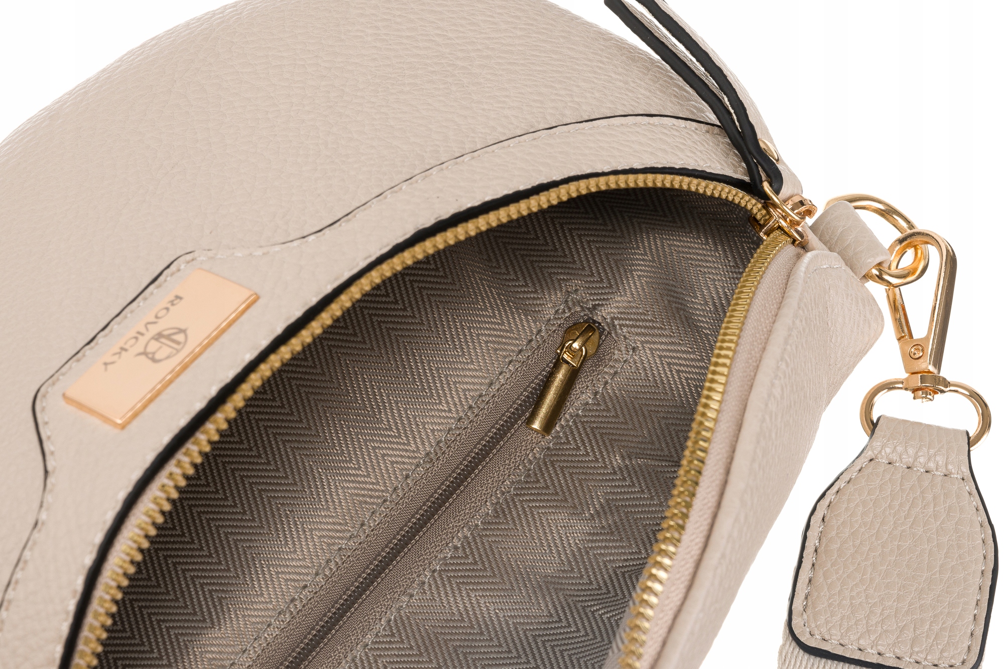 Beżowa saszetka damska pojemna nerka na ramię elegancka Model R-NER-8-2854 L.BEIGE