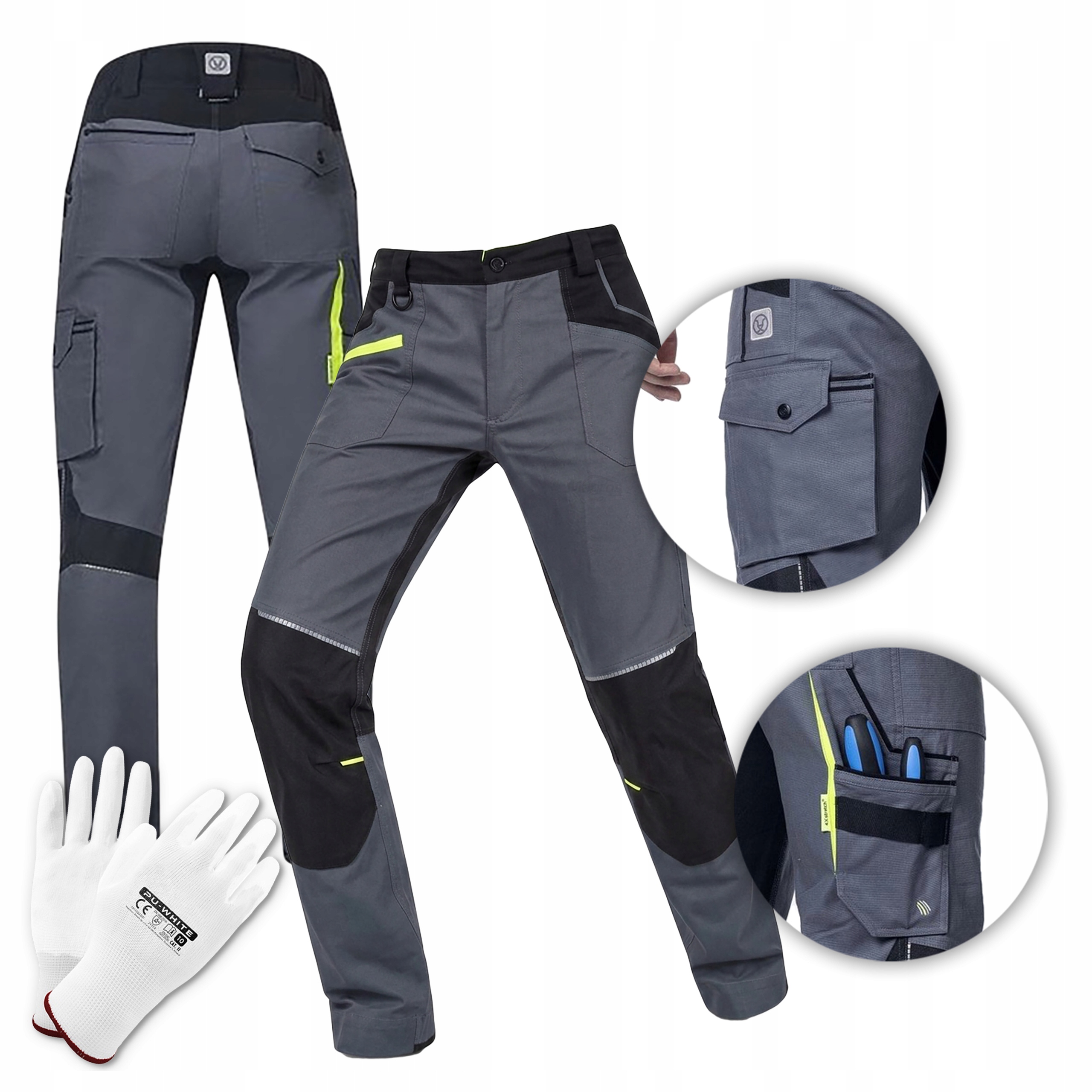 Pánské pracovní kalhoty do pasu Šedé Elastické Slim Fit Ardon 4Xstretch 46