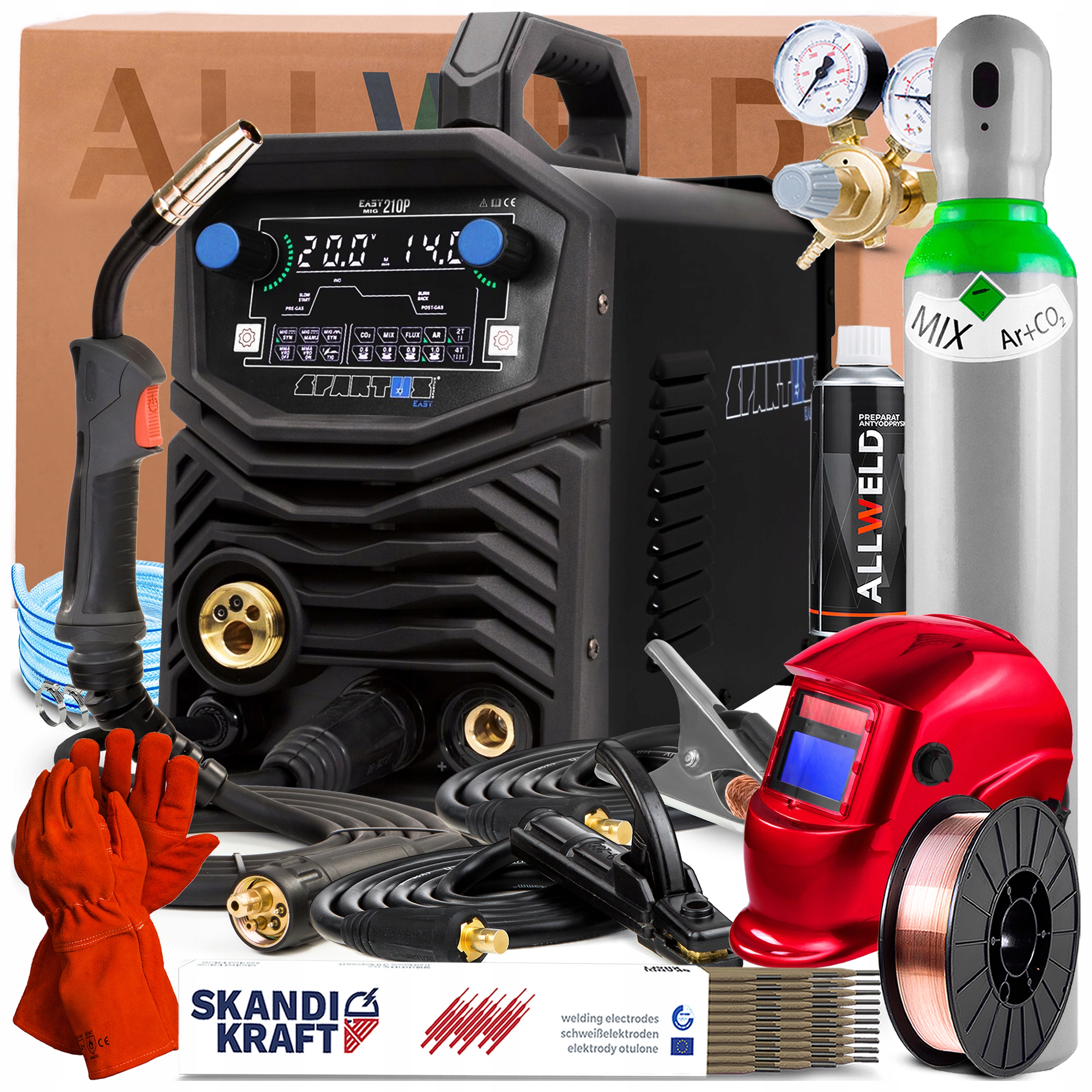 Svářečka Spartus Easymig 210 Led 230V 200A Synergie Tig Lift Mma Flux Igbt