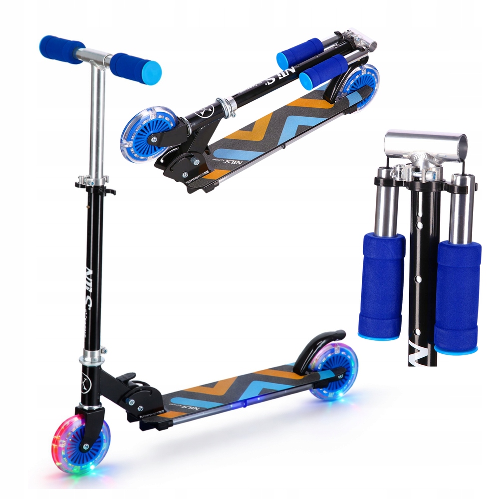 Hulajnoga Miejska Klasyczna Składana Regulowana Dziecięca Koła Led 125 mm