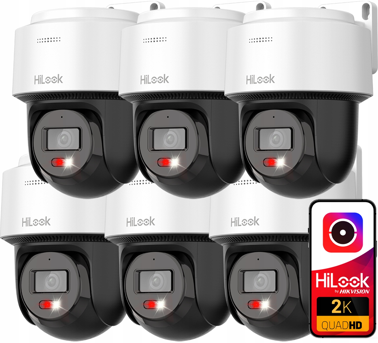 Sada 6 4Mpx rotačných Ip kamier HiLook od Hikvision Audio