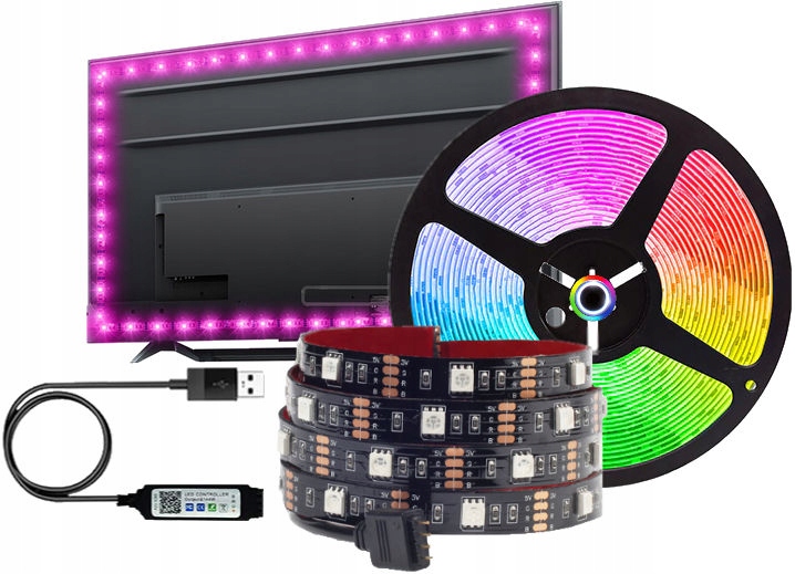 

Taśma Led 5050 Rgb 2m Tv Usb Aplikacja Bluetooth