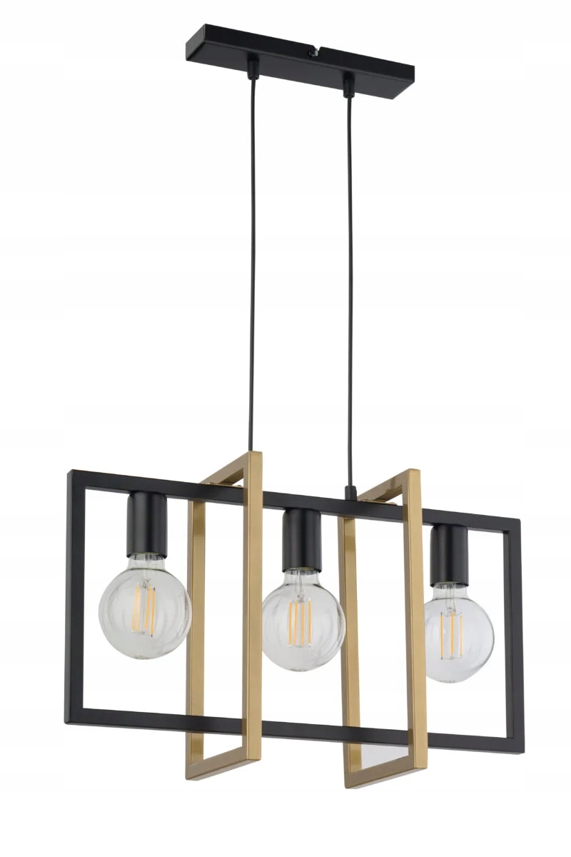 Závesná dekoratívna geometrická lampa loft čierna zlatá trojitá Sigma