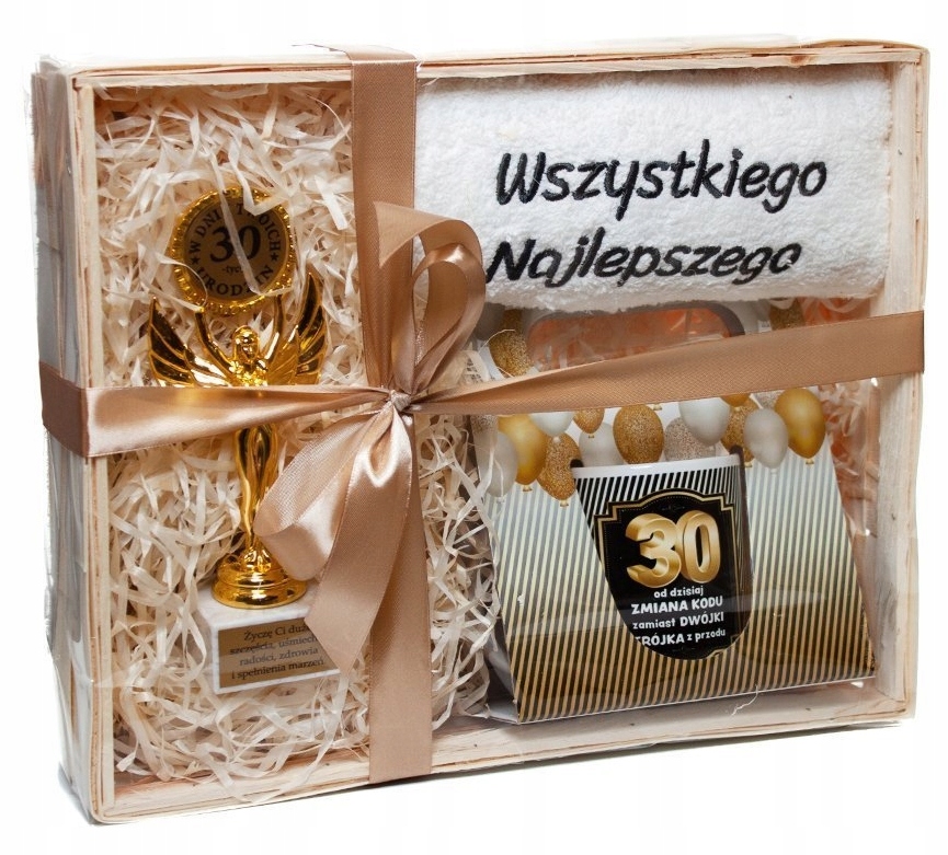 

Ręcznik, statuetka i kubek na 30 urodziny Zestaw