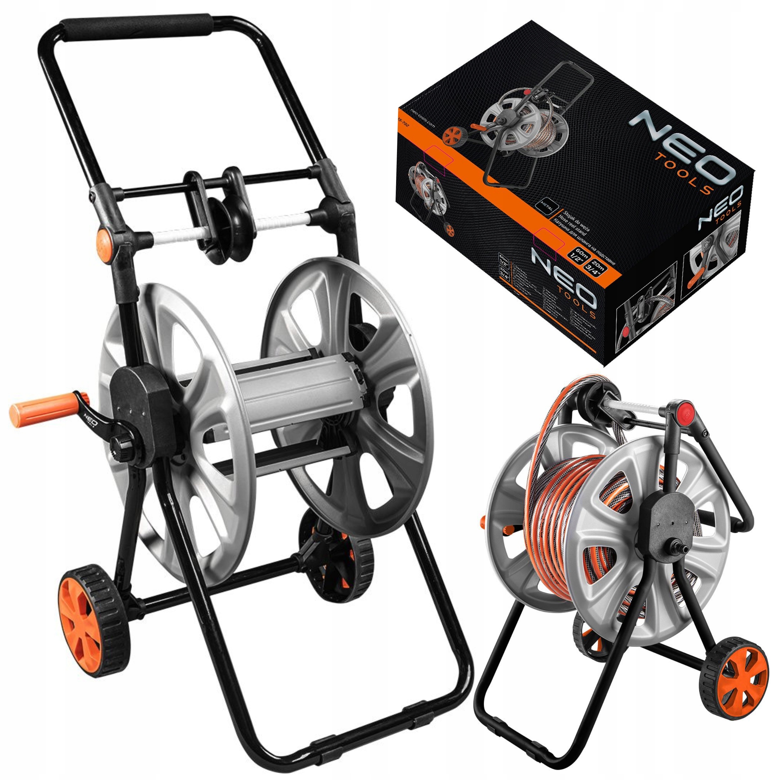 Neo Vozík Na Záhradnú Hadicu Kovový Do 60 m 1/2" Vodivá Hadica 15-792