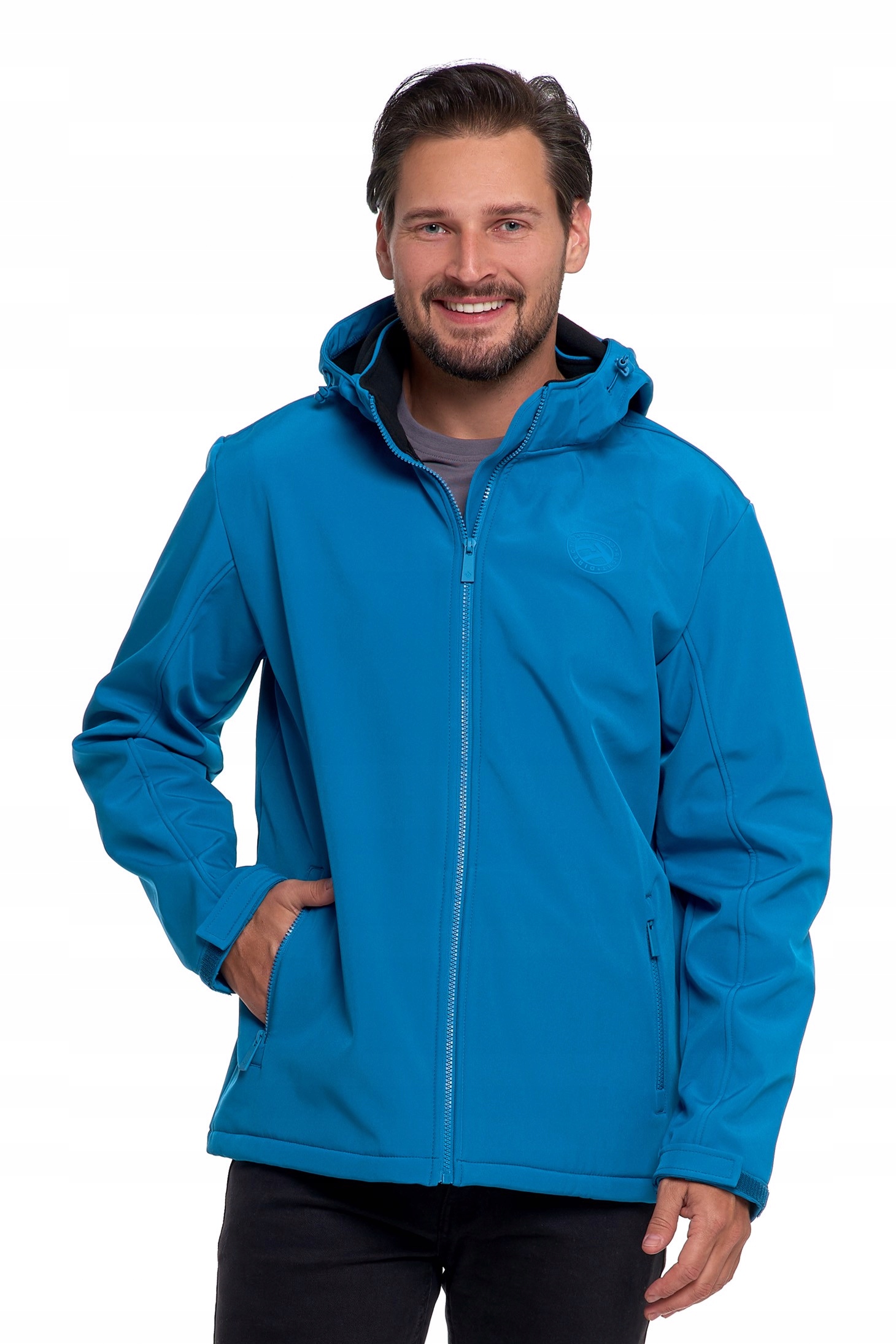 Pánská Voděodolná Softshellová Bunda S Kapucí Přechodová Moraj Modrá L