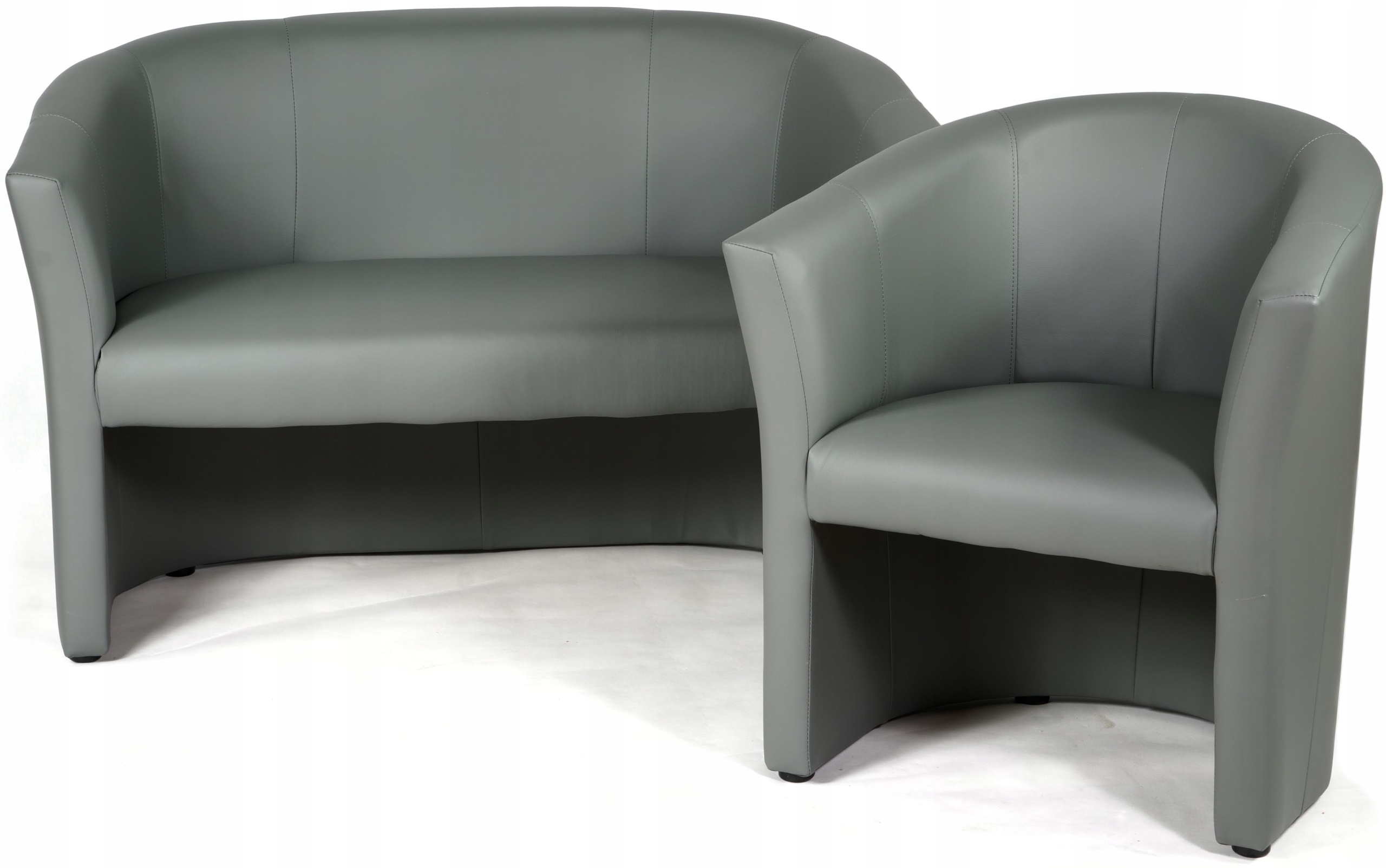 Sofa Fotel Cafe do Salonu Biura Mała Kanapa 2 Osobowa Ekoskóra Szara