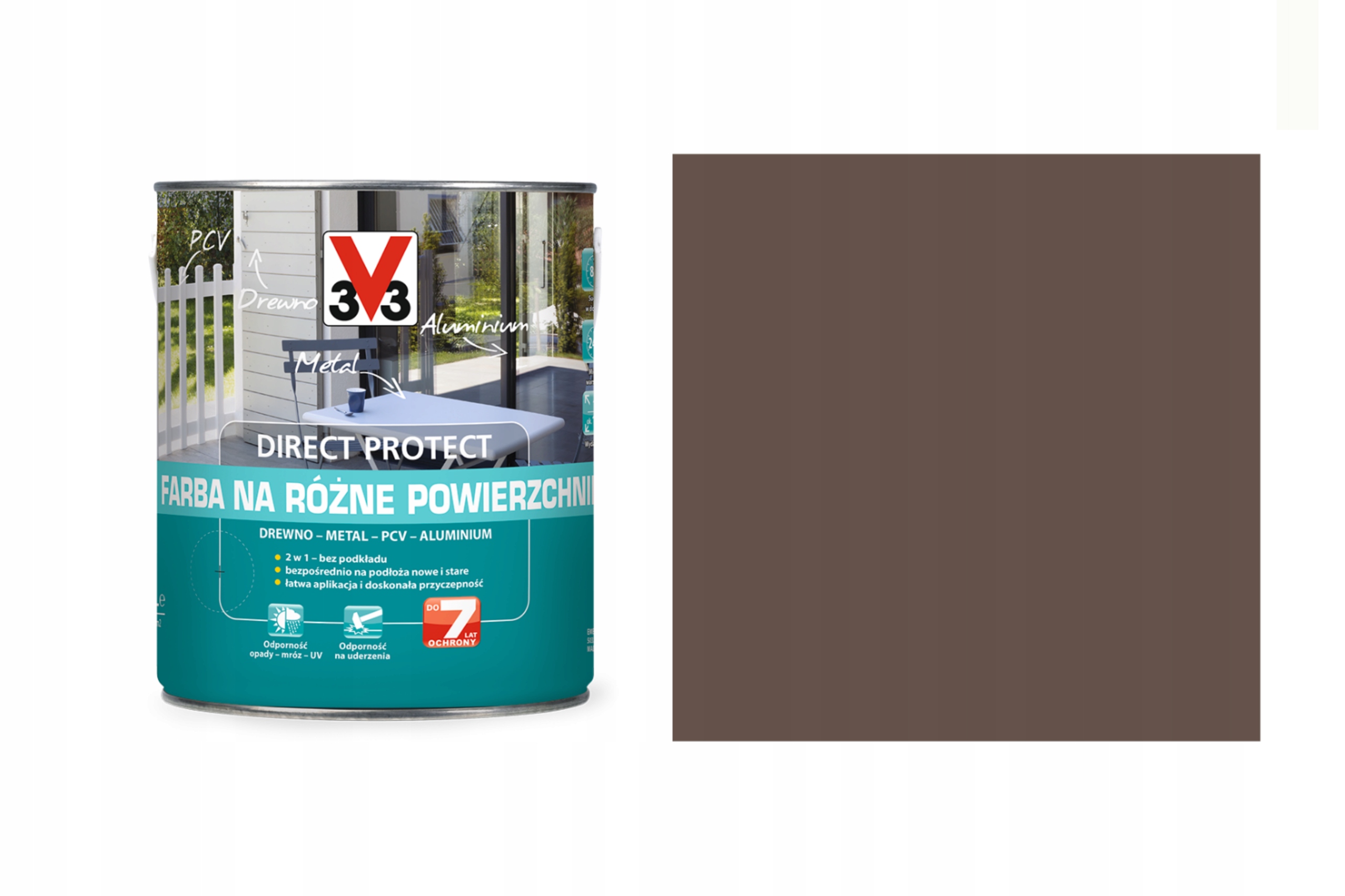 V33 Direct Farba Na Różne Powierzchnie Brąz 2,5L