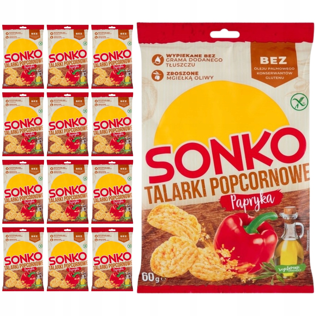 Levně Sonko plátky popcornu s paprikou 60g x 12 kusů