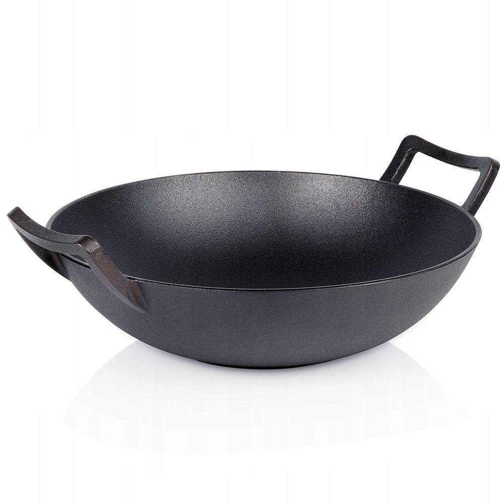 Litinová Pánev Wok Hluboká S Úchyty Na Indukci Plyn 36 CM