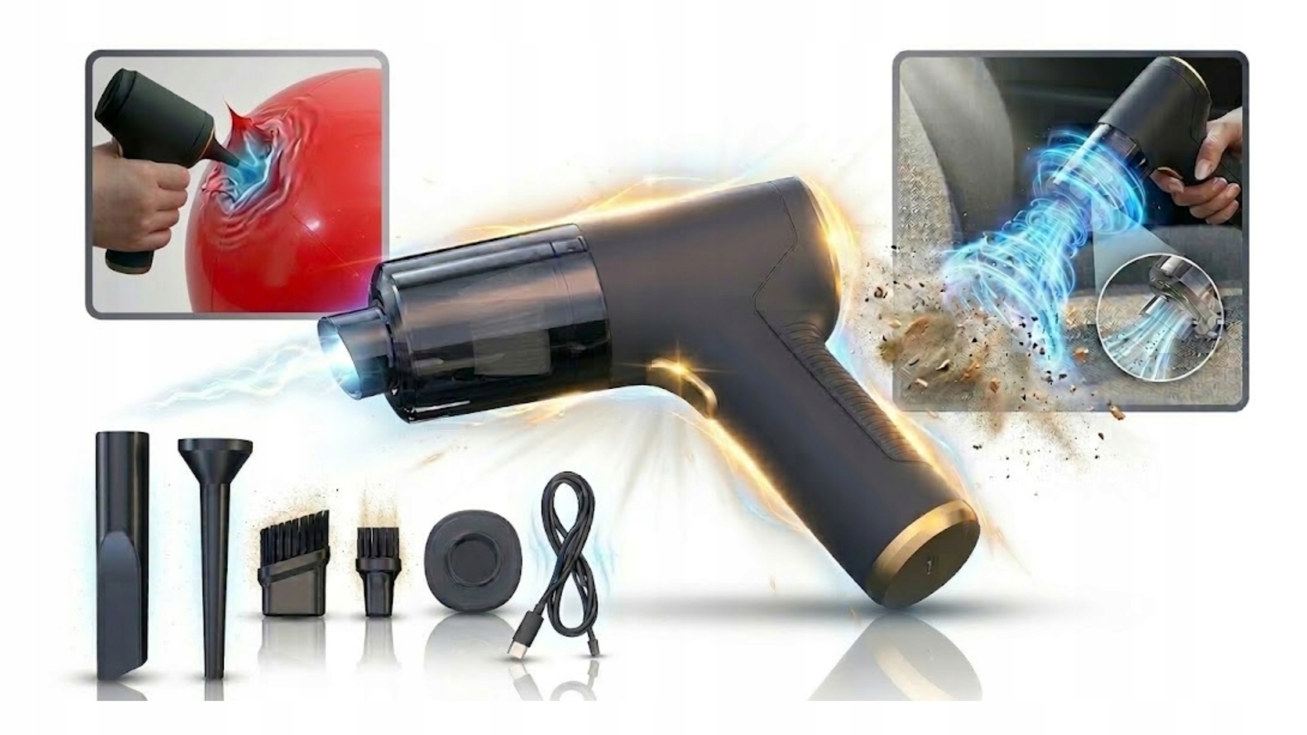 Vysavač 2V1 Sání Foukání Bezdrátový Automobilový Velmi Silný Lehký