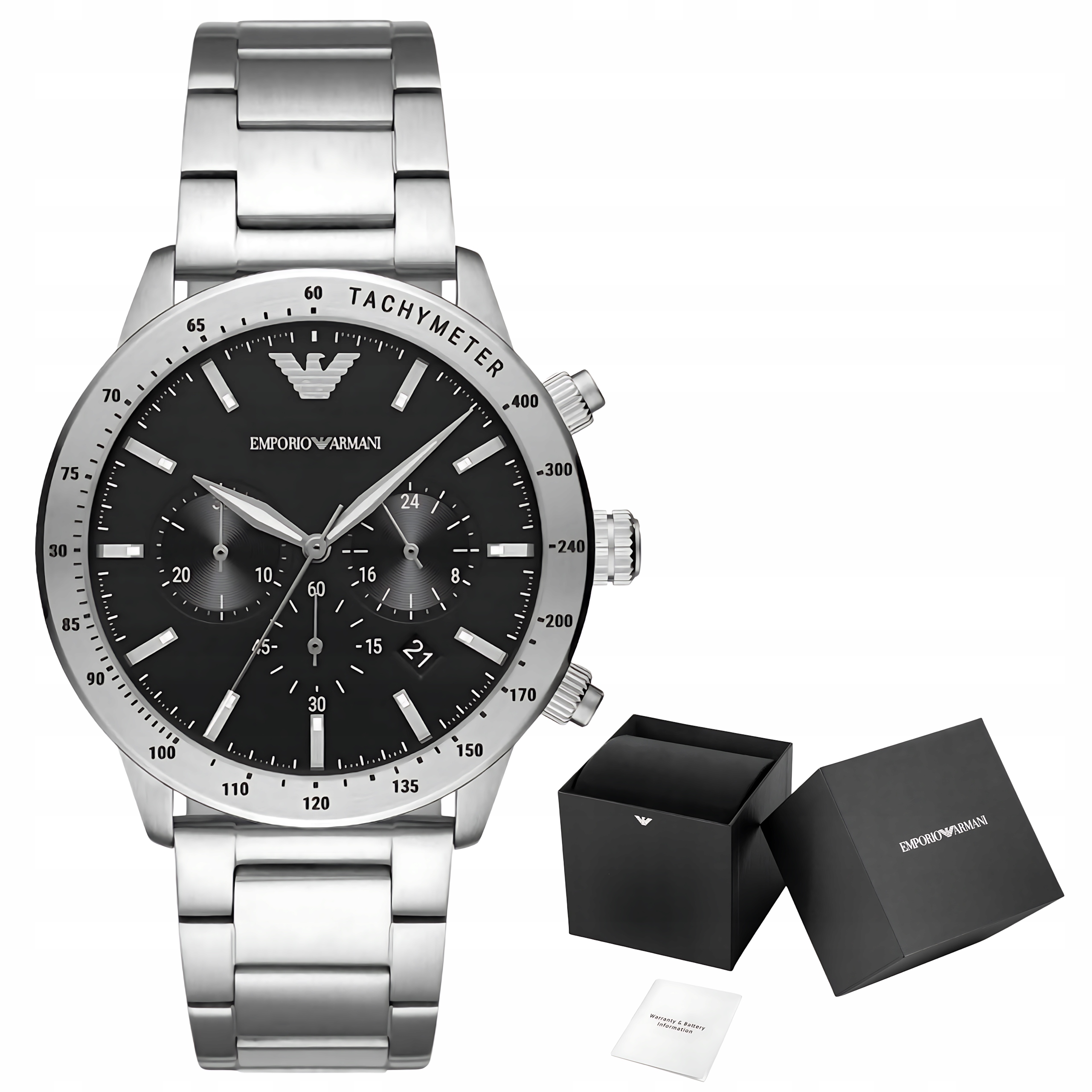 Pánské Hodinky Emporio Armani AR11241 Mario Chronograf Silver WR30 Box