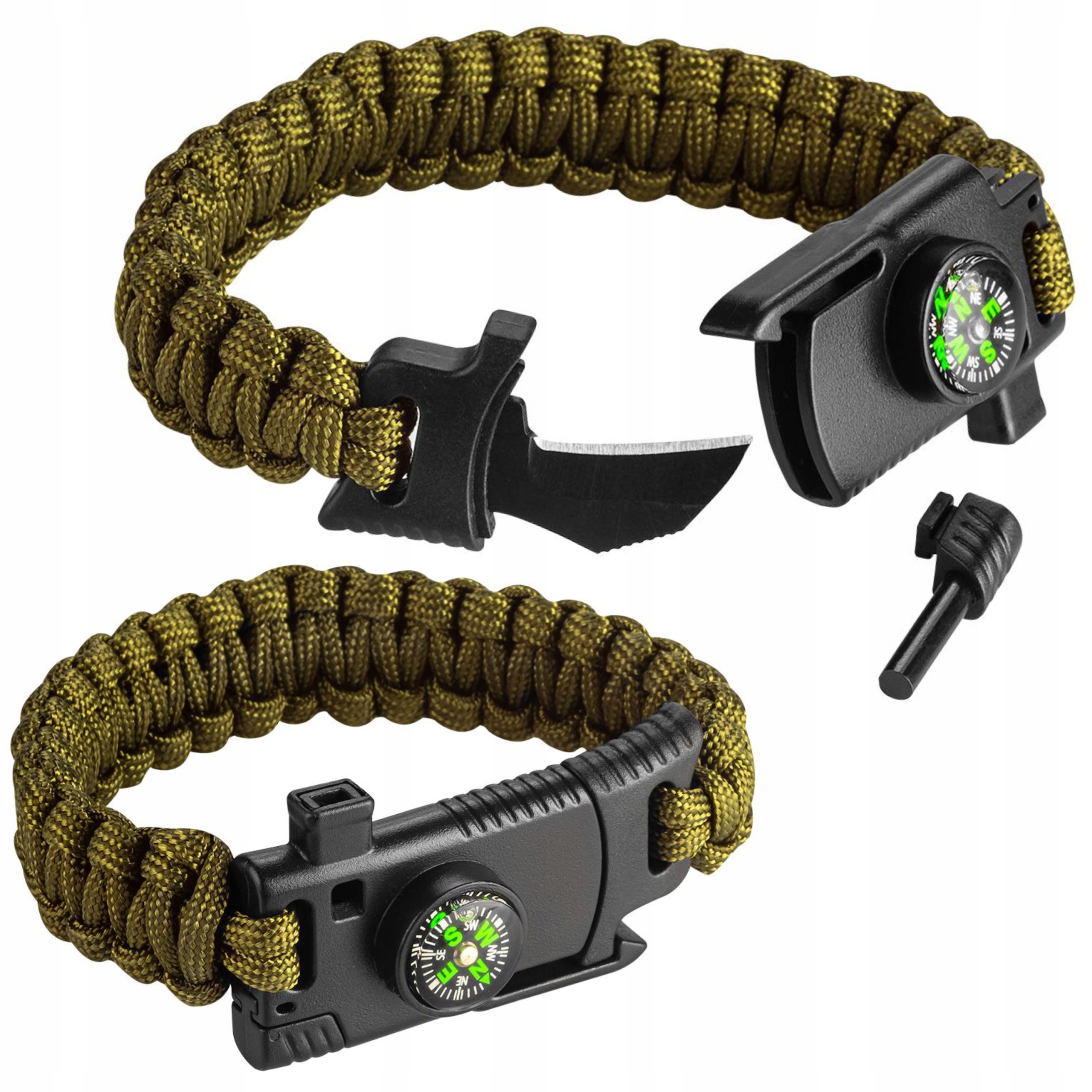 

Bransoletka Survivalowa 5W1 Nóż Krzesiwo Paracord