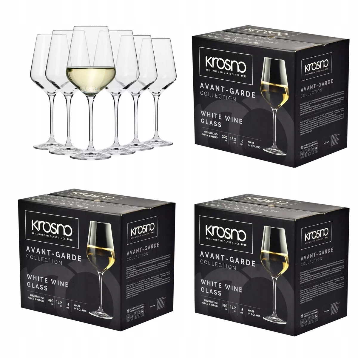 Poháre na biele víno Krosno Avant-Garde 24x450 ml Štýlové, tradičné