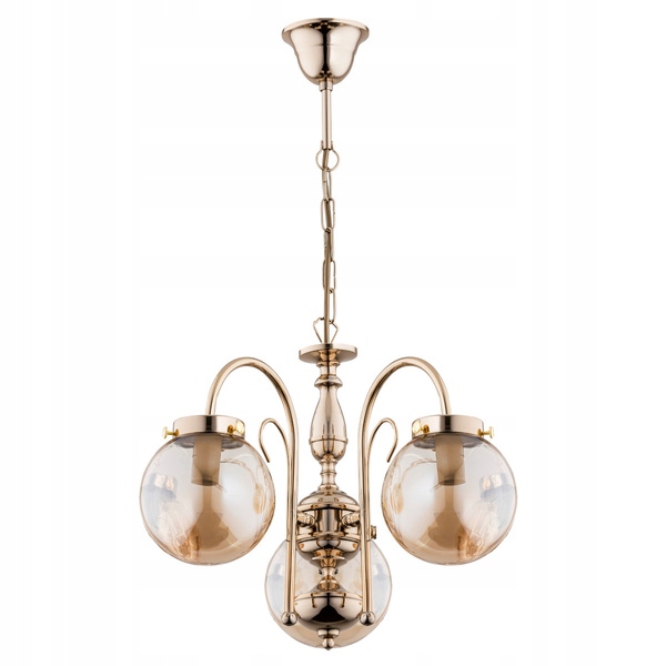 Tříramenné stropní osvětlení Hero Zlatá rokoková lampa bohatě zdobená