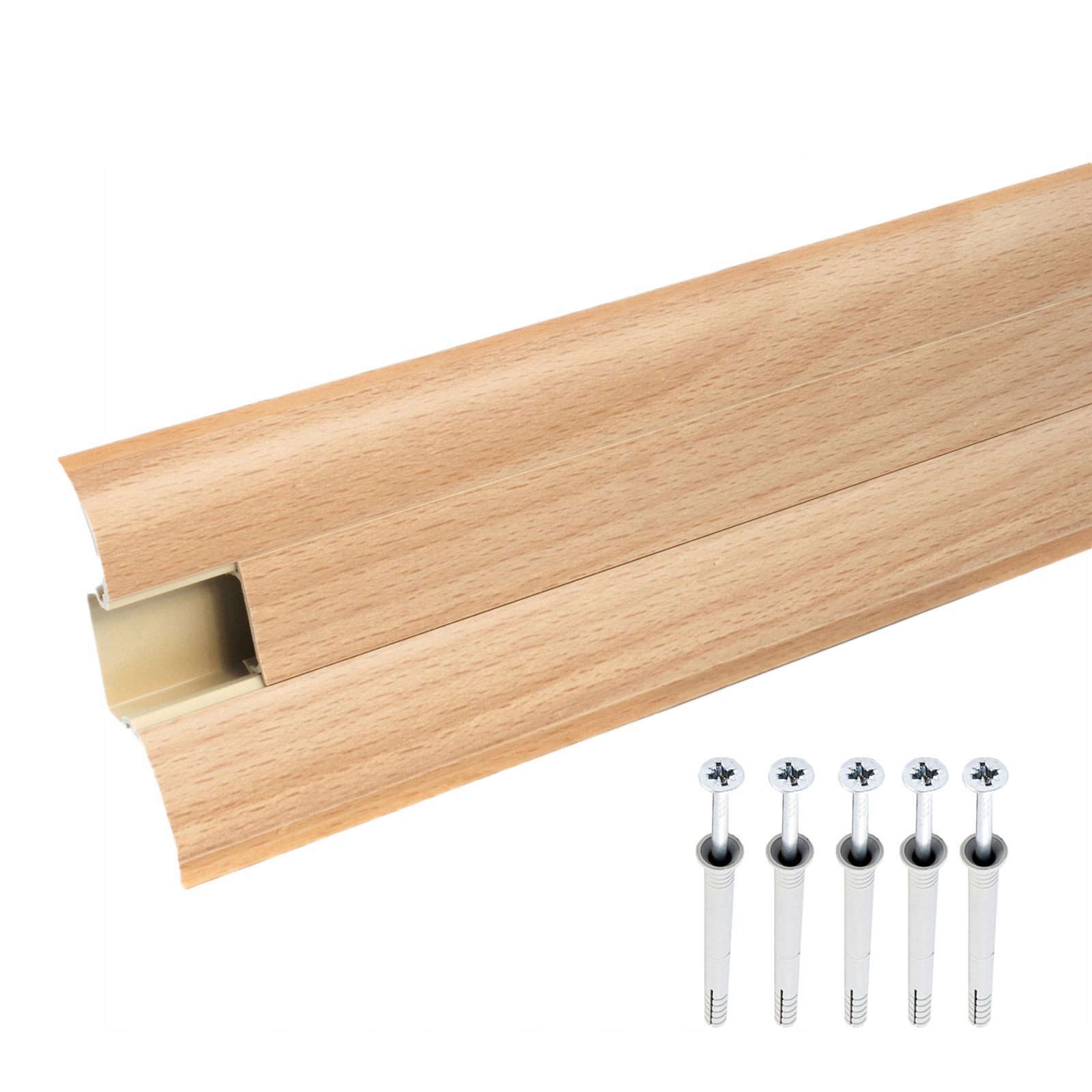 Listwa Przypodłogowa Podłogowa 62mm PCV 2m BUK + Kołki SM