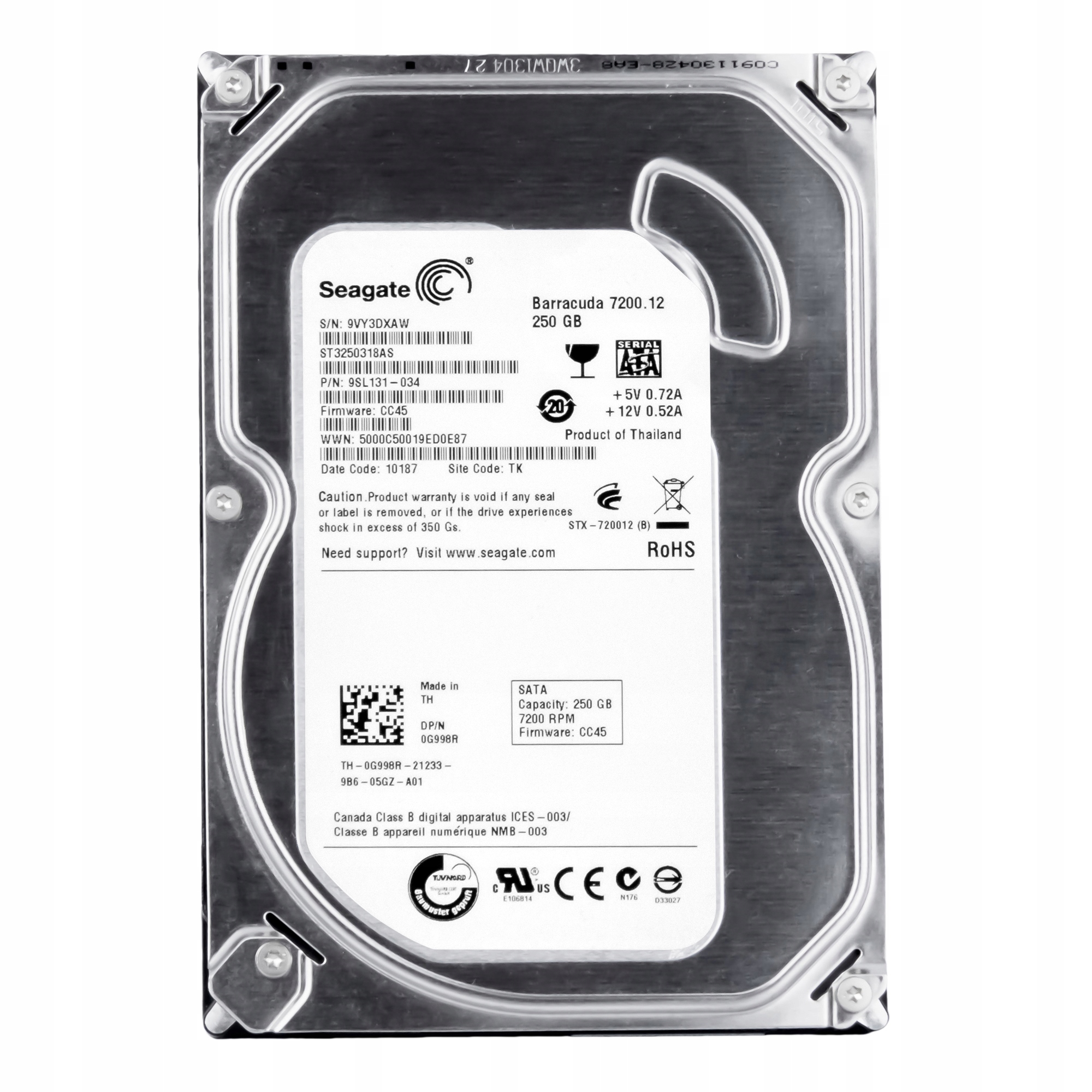 Dell 0G998R 250GB 7.2K Sata II 3.5'' ST3250318AS