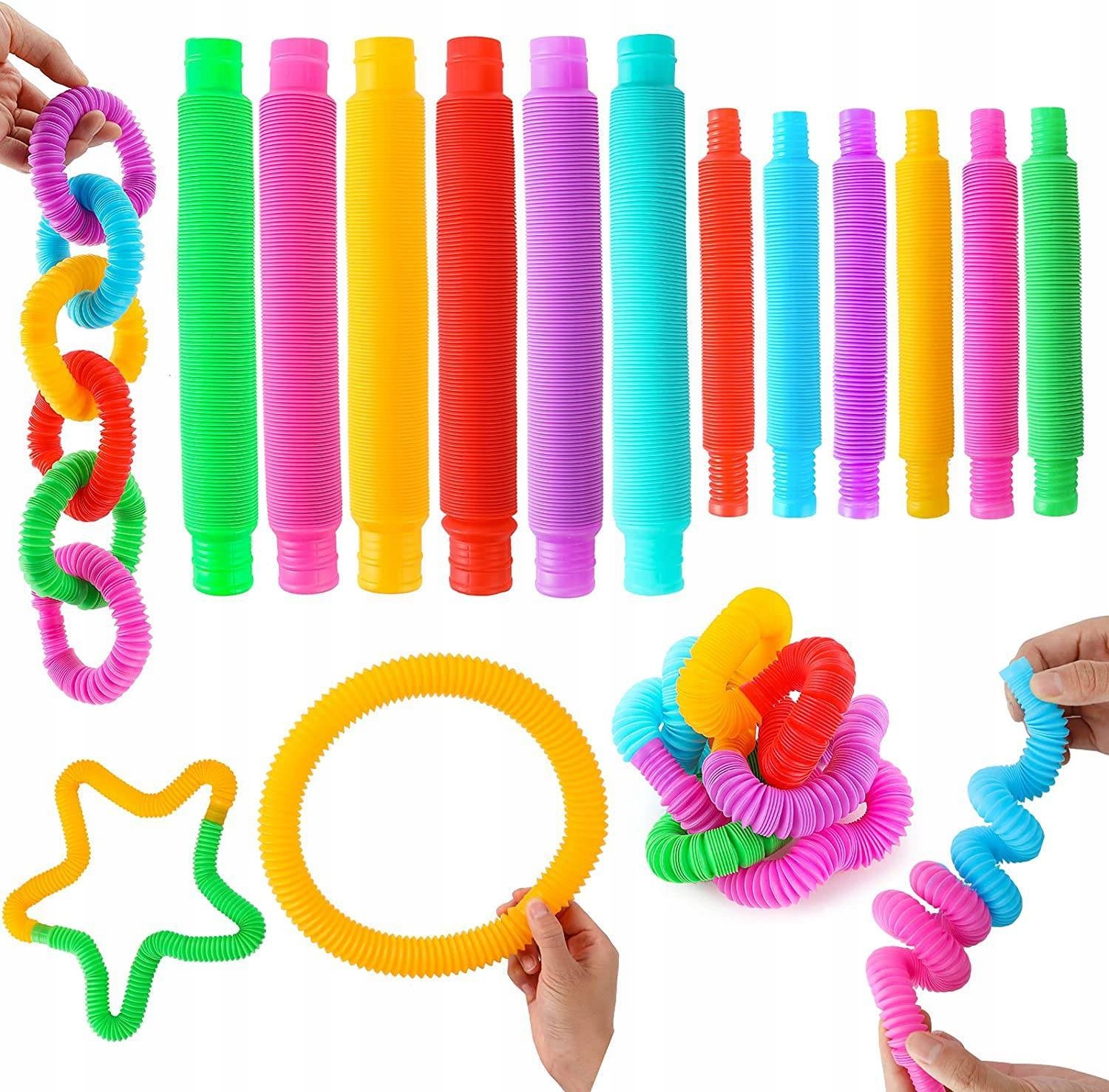 RURKI POP TUBE RURY TUBY SENSORYCZNE ZESTAW 4 SZTUKI RURKA ANTYSTRESOWA XXL