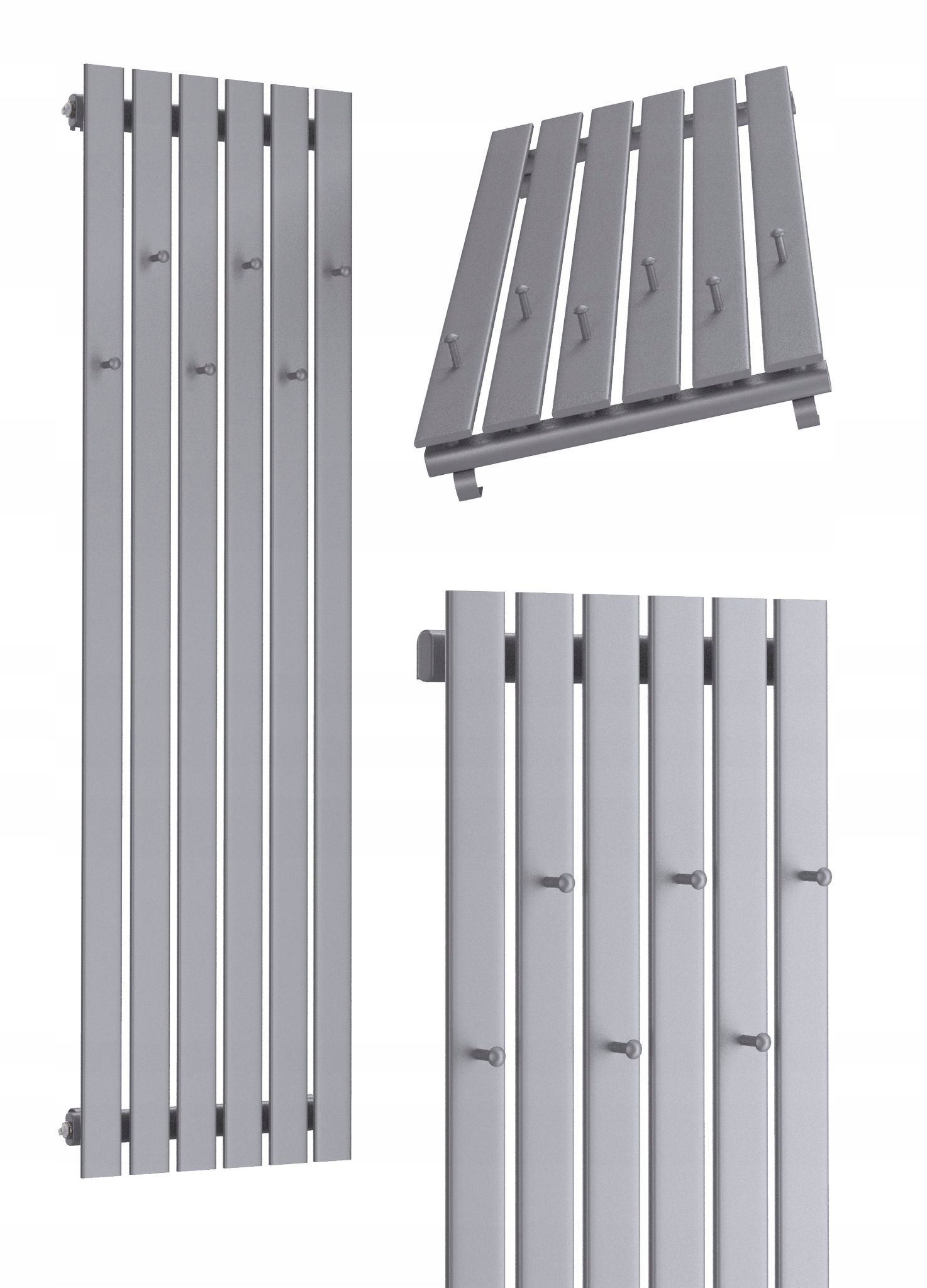 Dekorativní radiátor s věšáky Bello Hook 140x45 4 Únor (stříbrný)