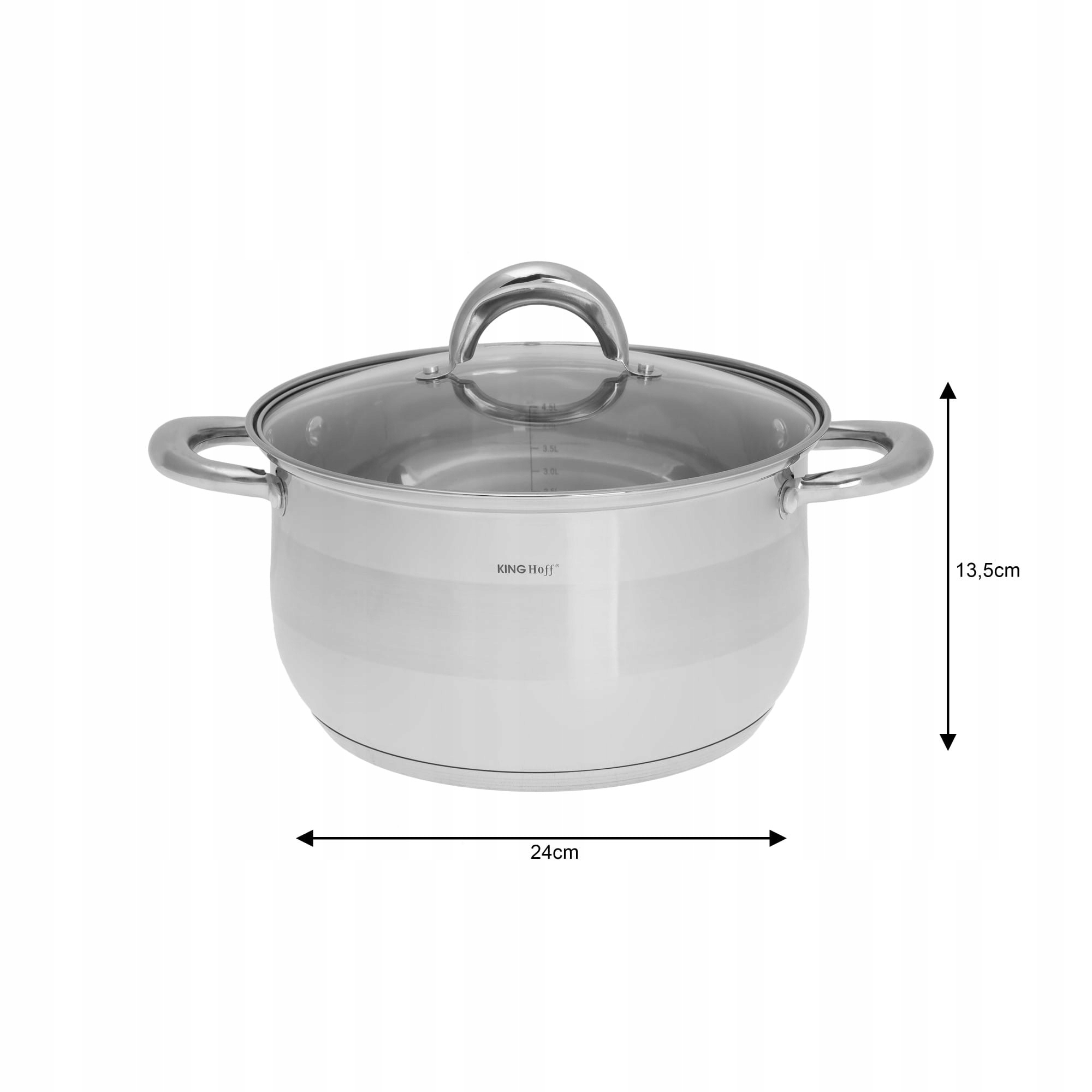 Garnki stalowe KINGHoff Silver 12 ele. KH-1098 Materiał stal nierdzewna