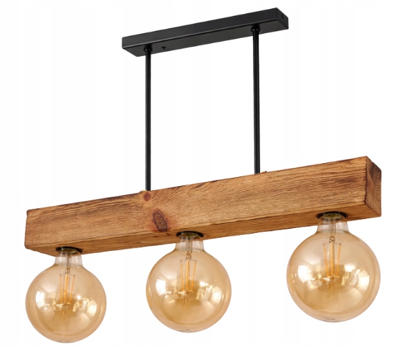Dřevěná lustrová lampa s masivním dřevem, silný trám 7x7 cm Loft