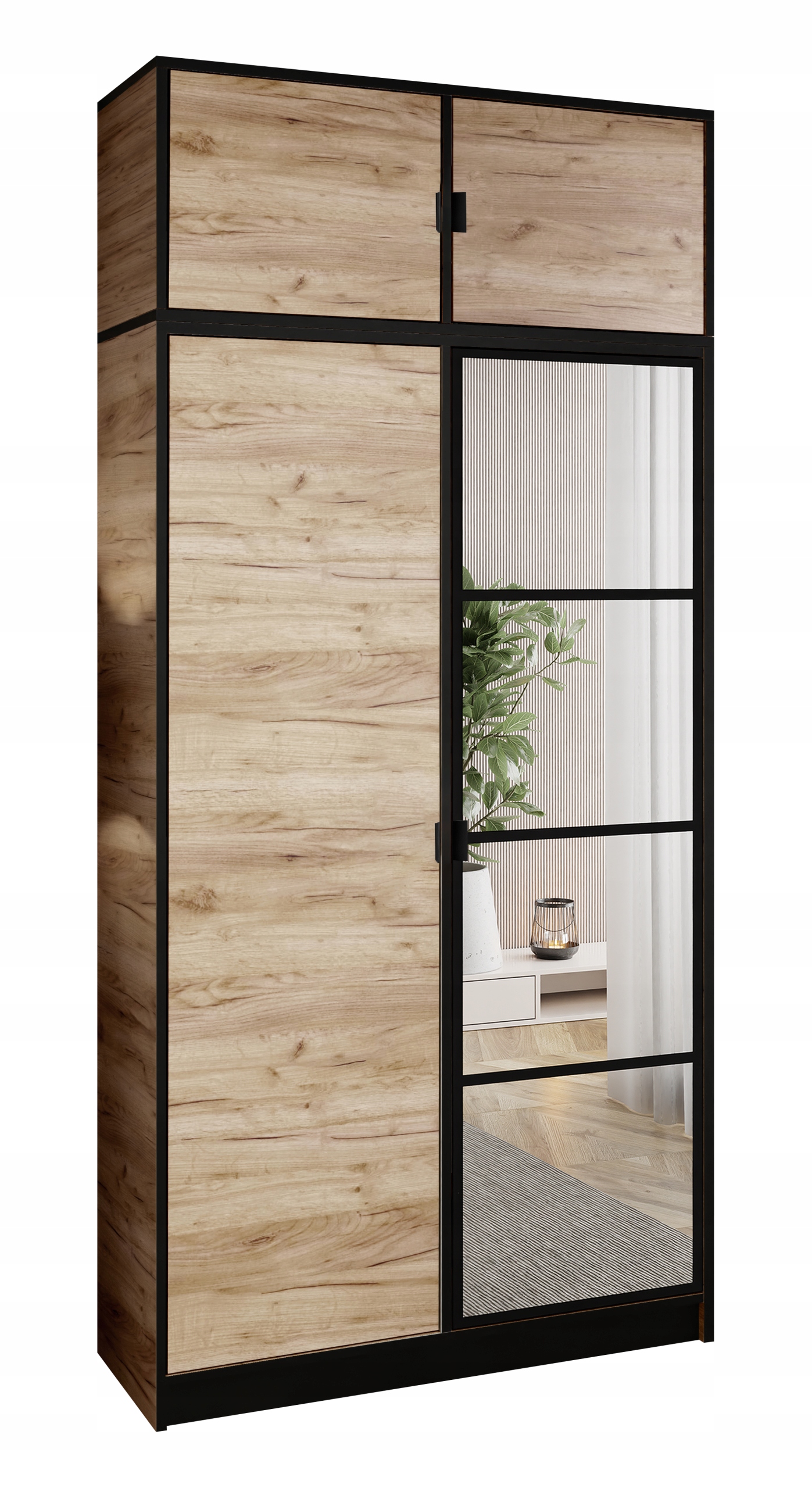 Skříň Lumi 105 2D Craft se zrcadlem Eden, rukojeť s nástavcem