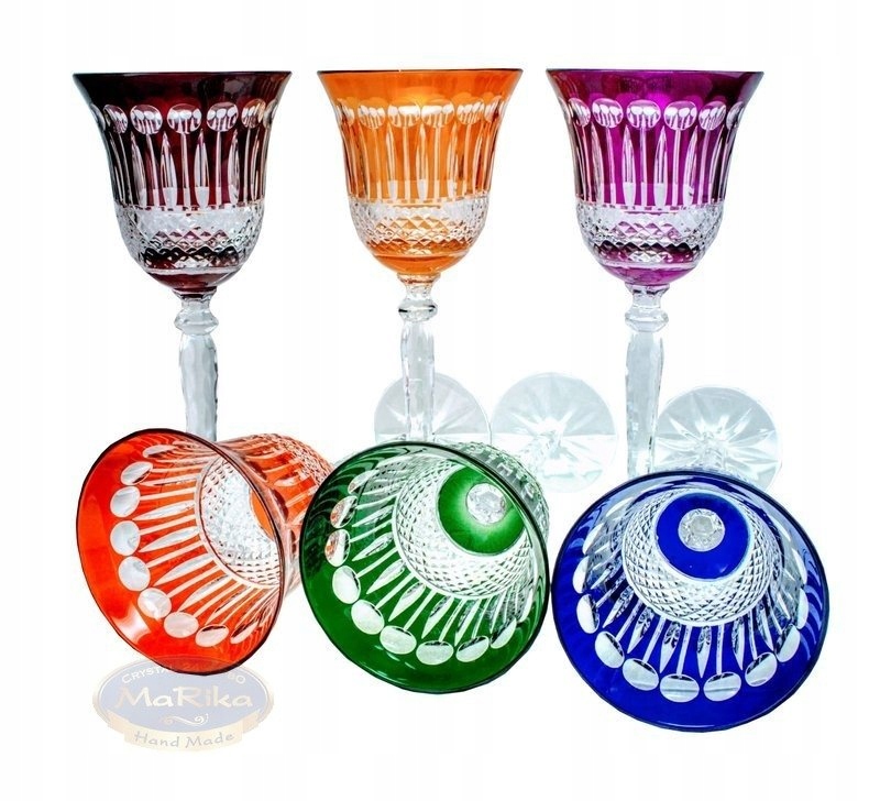 Kolorowe kryształowe kieliszki do wina 280 ml