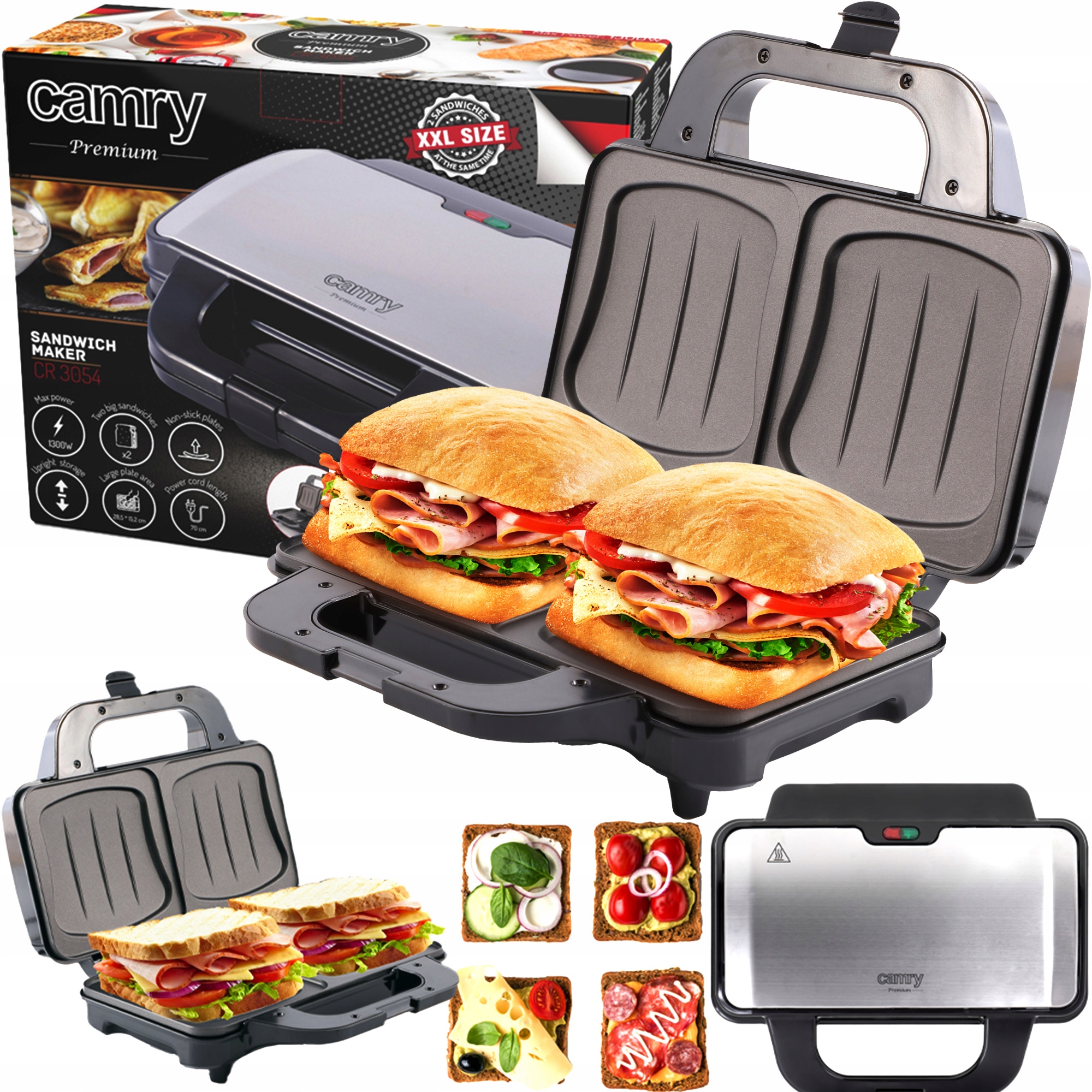 

Opiekacz Toster Do Kanapek Duży XXL 1300W Camry