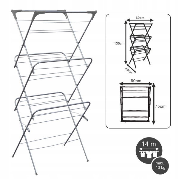 Levně Sušák Na Prádlo, Skládací, Lehký, Vertikální, Balkonový