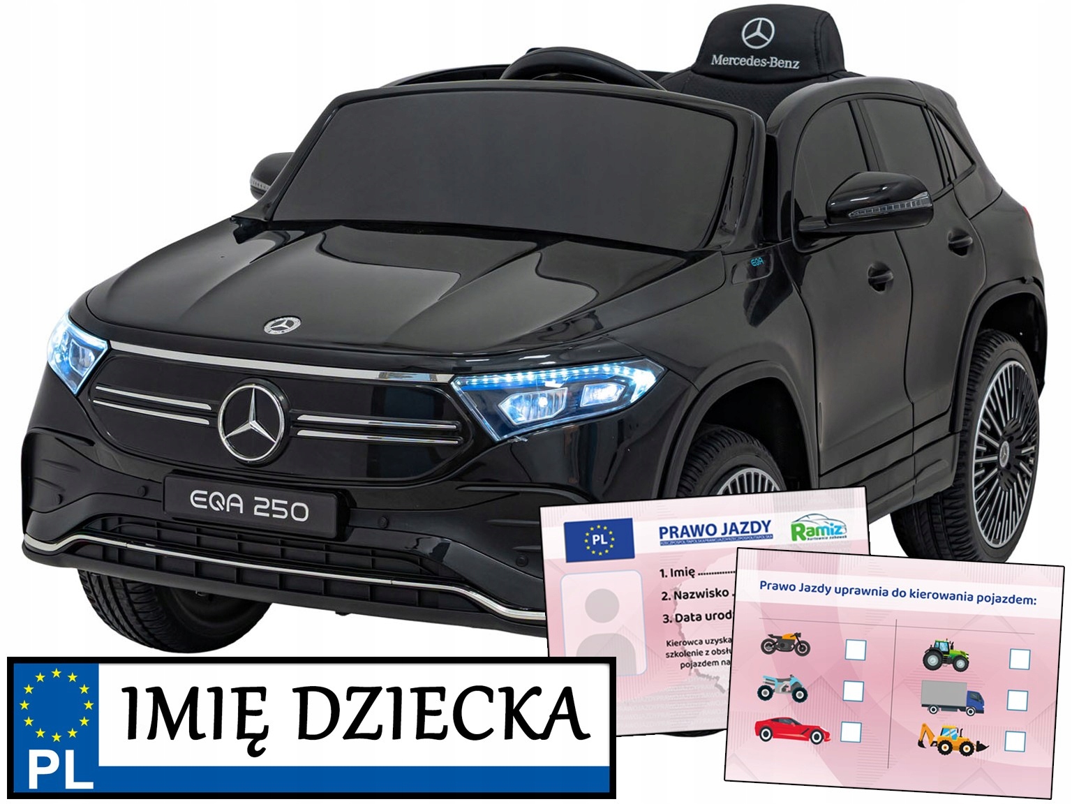 autko na akumulator dla dzieci Mercedes Benz Eqa 250 napęd 4x4 pilot