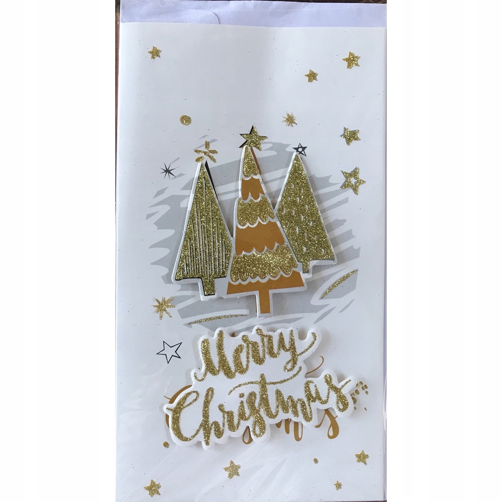 Kartka laurka brokat 3D Boże Narodzenie bez tekstu