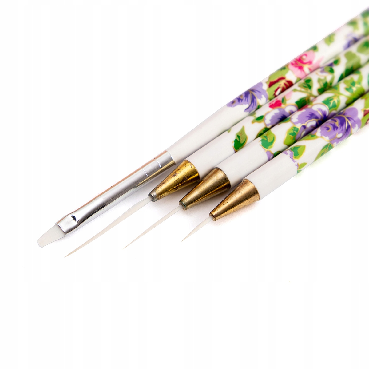 PĘDZELKI DO ZDOBIEŃ ŻELU AKRYLU 4SZT W KWIATY