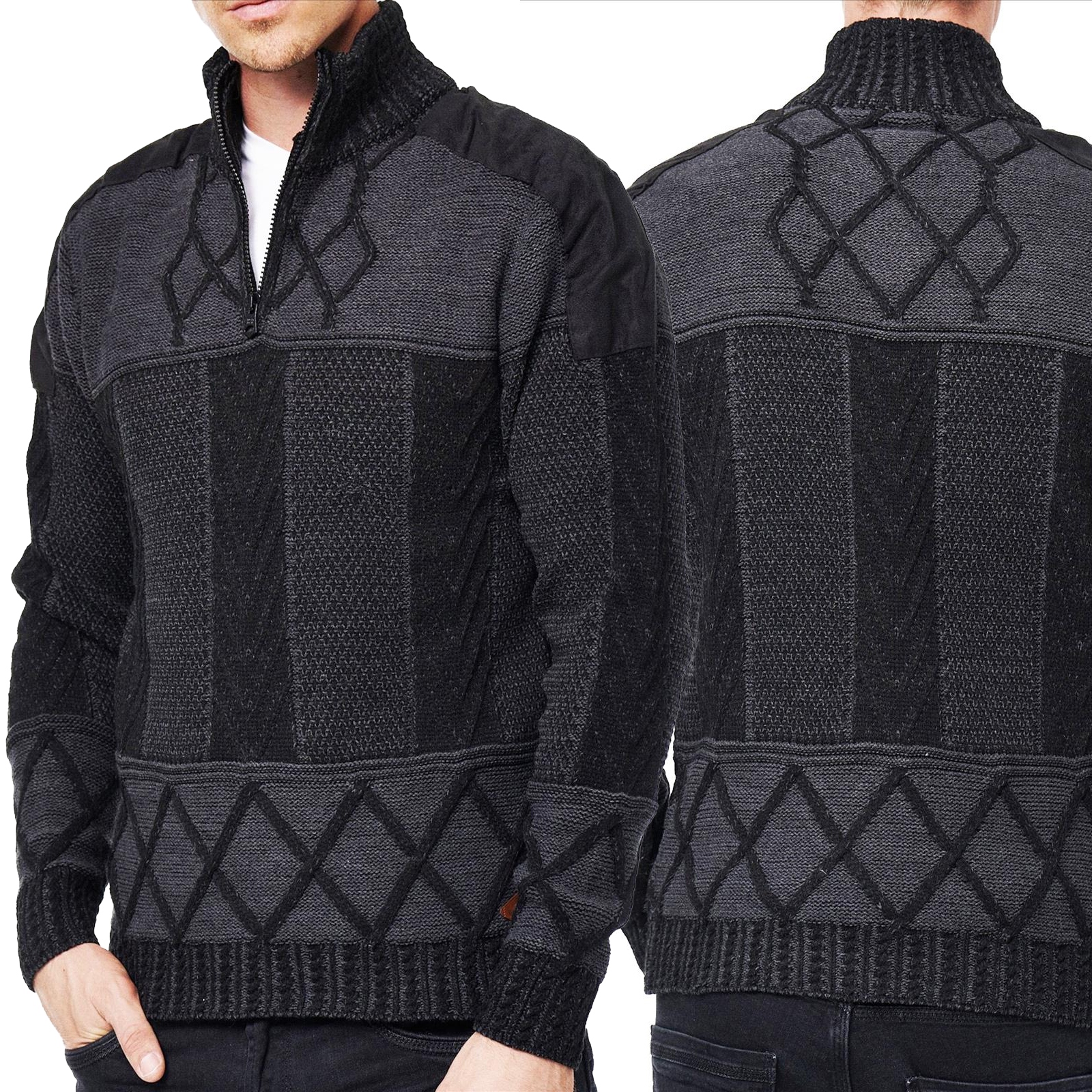 Pánský svetr Rolák Pletený Zip Stojáček Elastický Regular