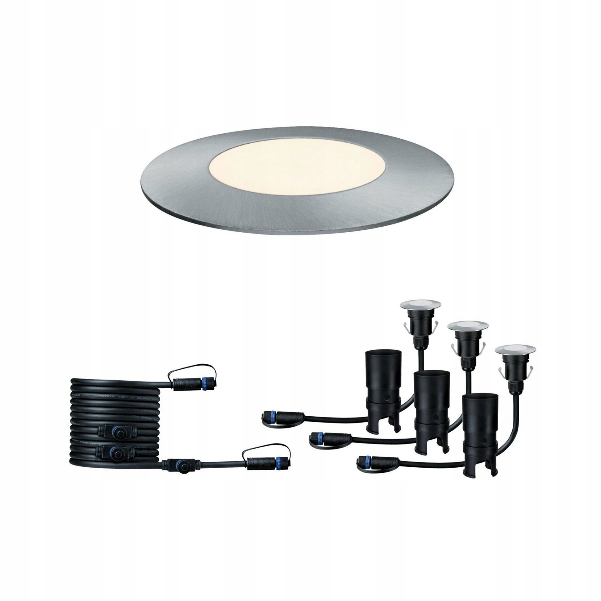 Paulmann Plug&Shine zemné svietidlo Floor Mini 3x2,5W 3000K IP65 strieborná