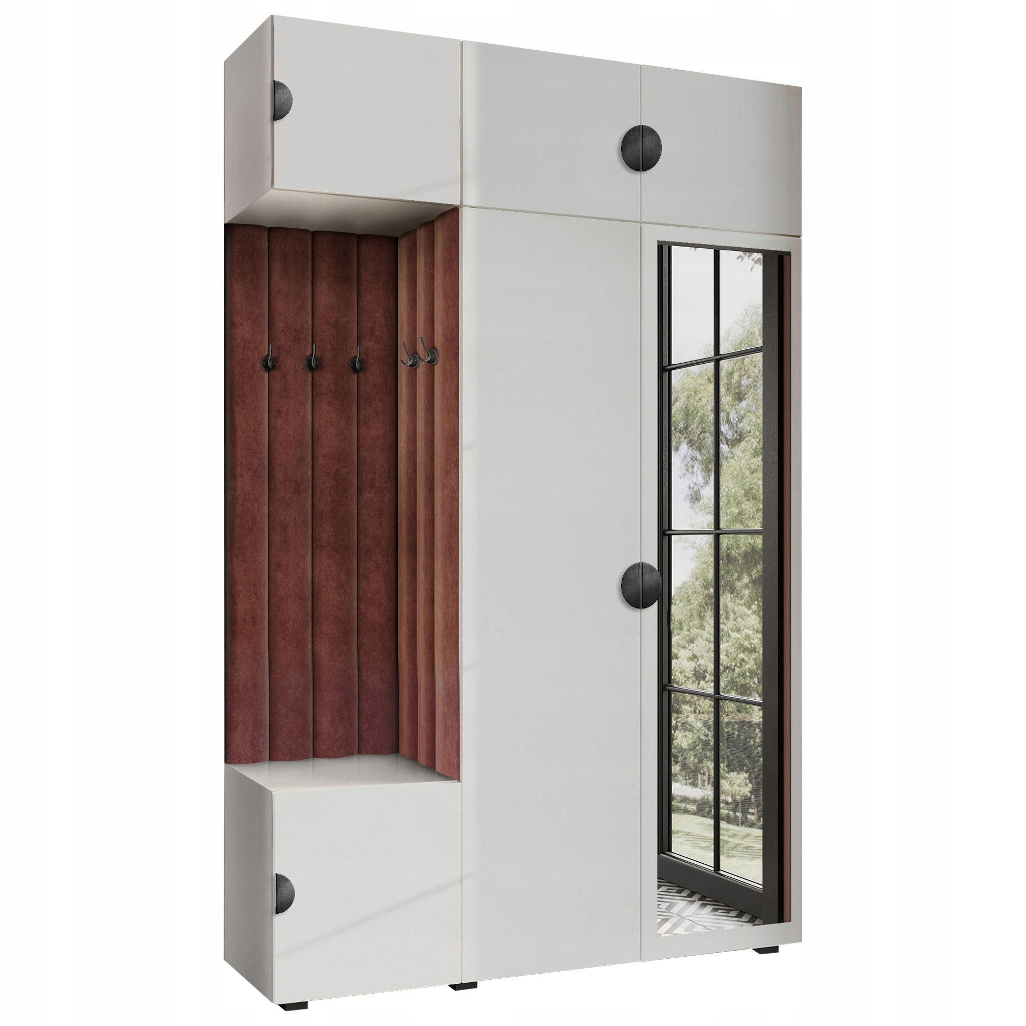 Šatník Do Předsíně Sedák Nadstavka Zrcadlo Bílá Černá Moon 63