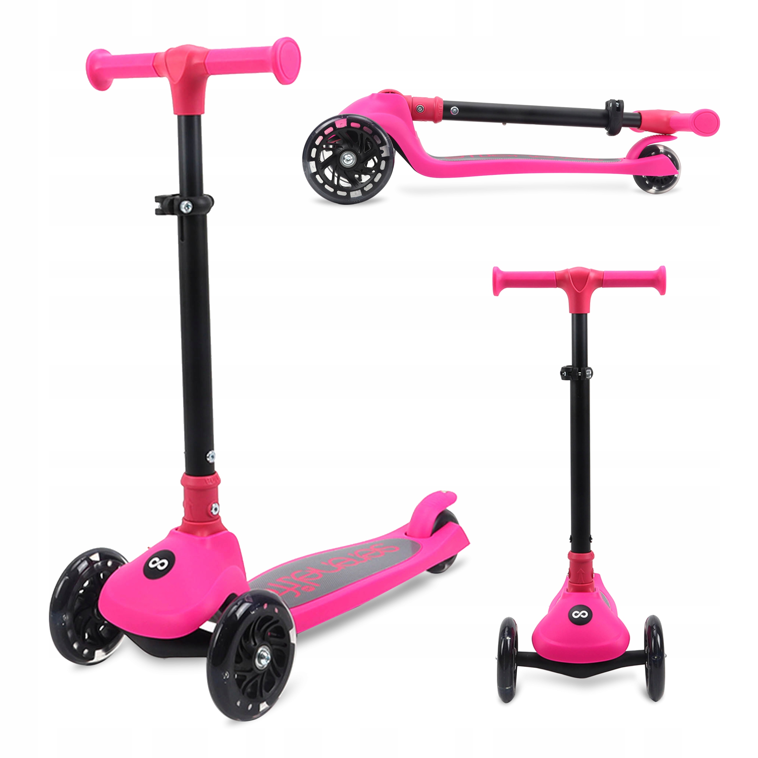 Hulajnoga Dla Dzieci 3-KOŁOWA Różowa Balansowa Z Kółkami Led Serenelife