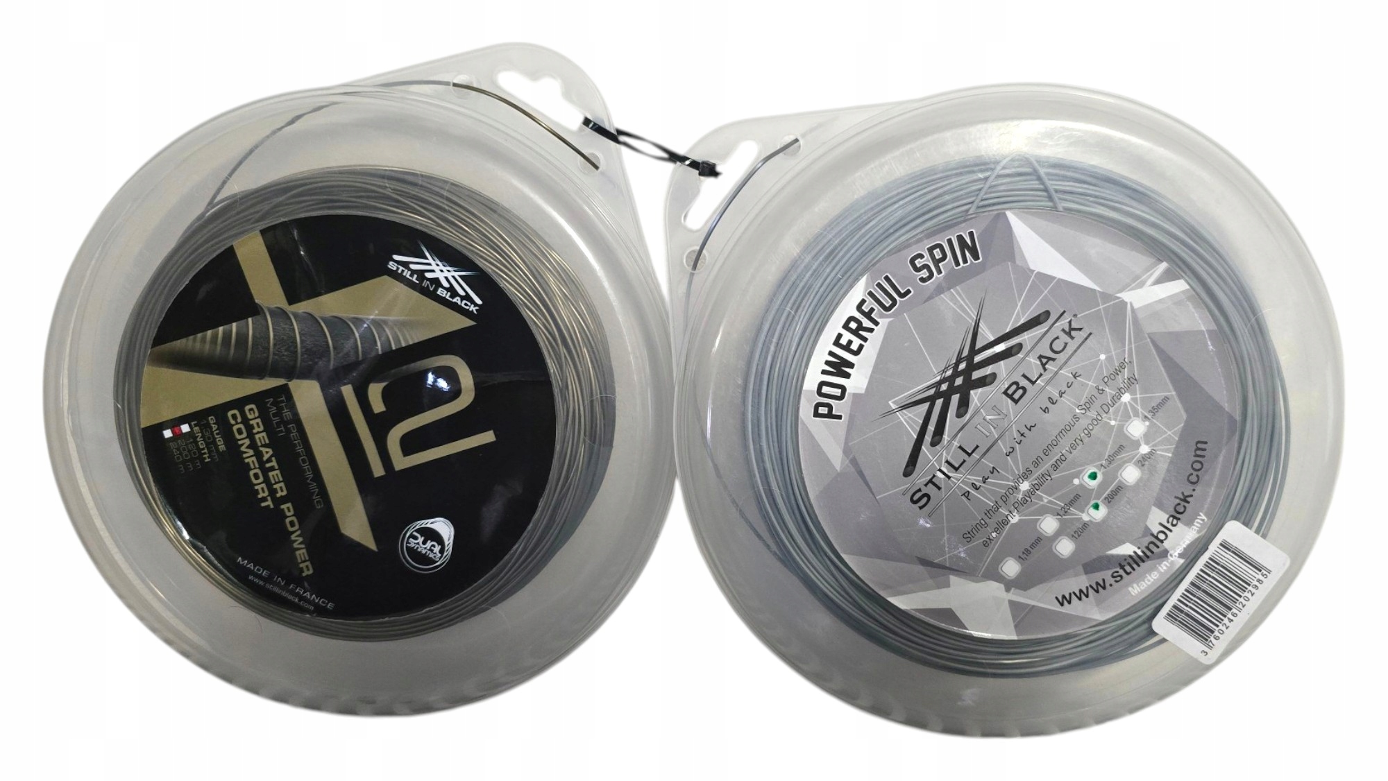 2X Tenisový Výplet Still In Black Hybride Pwf Spin Gris X12 1,30 MM 200 M
