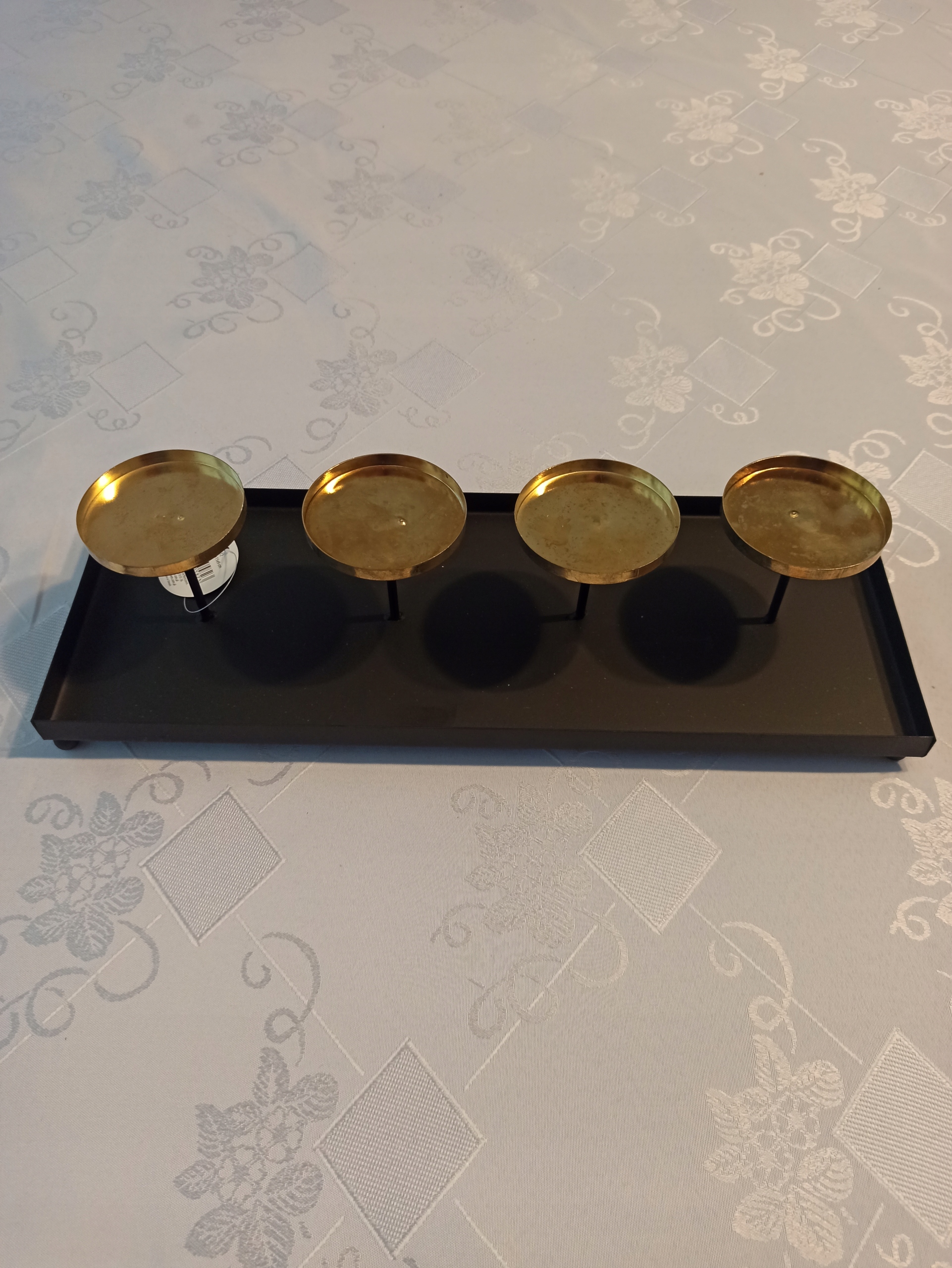 ŚWIECZNIK METALOWY NA 4 ŚWIECE ZŁOTO CZARNY 55cm Marka MP