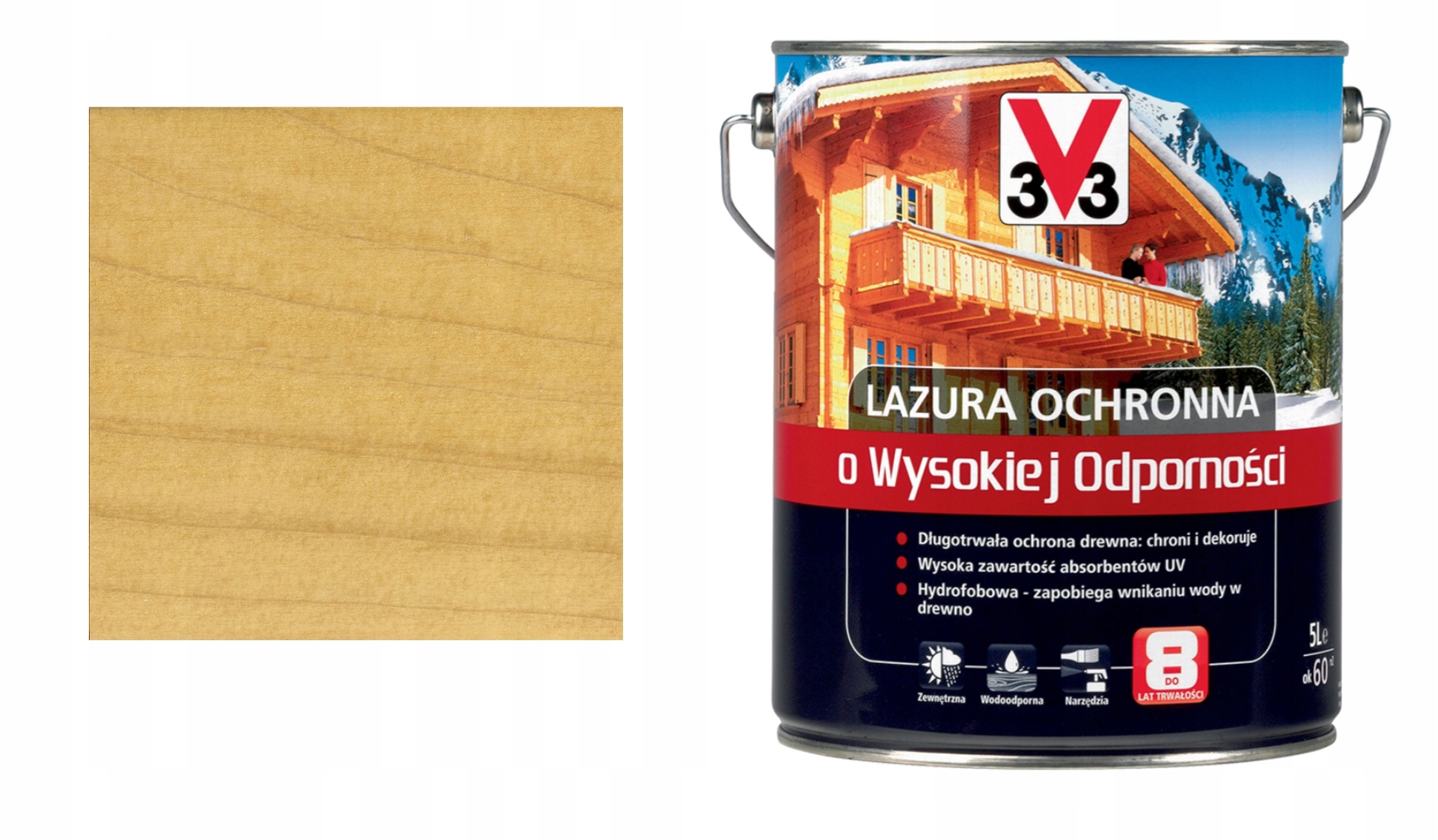 

V33 Lazura Wysoka Odporność 5L Sosna Skandynawska