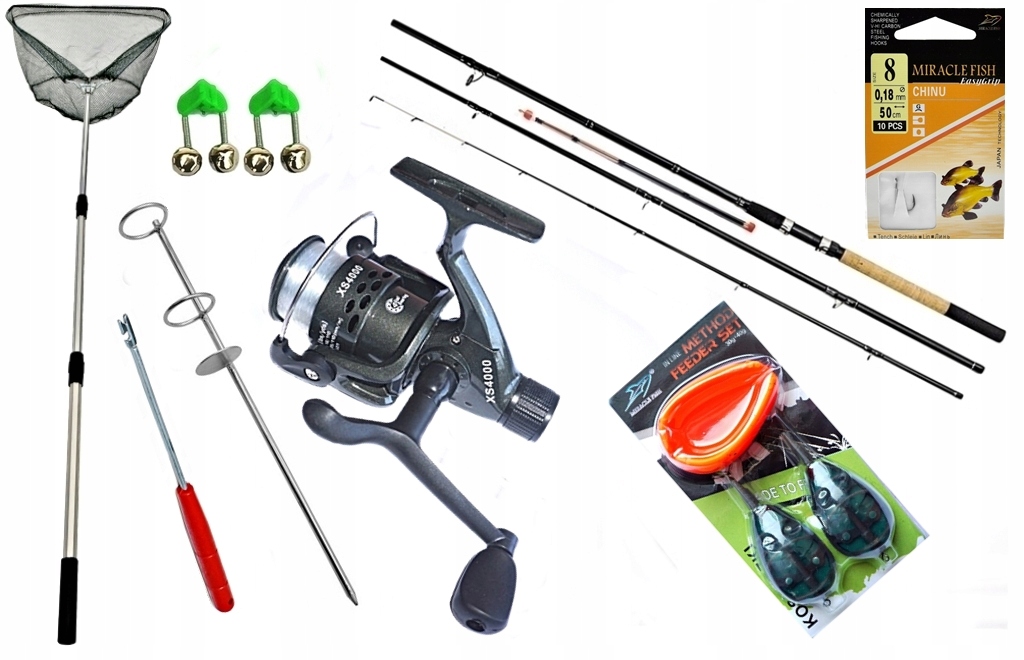 Węglowy Feeder 360cm. Kołowrotek Xs 4000 Podbierak Akcesoria.