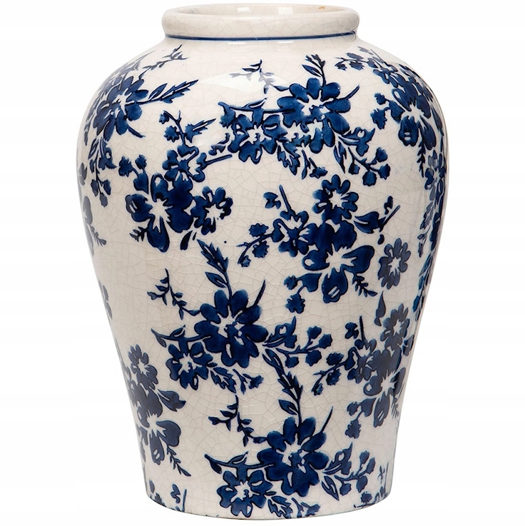 Keramická Váza 22 cm Na Květiny Retro Bílá Růže Vysoká do obývacího pokoje