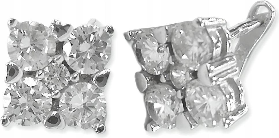 Stříbrné náušnice 925, čtverečky se zirkony na anglickém zapínání, dárek