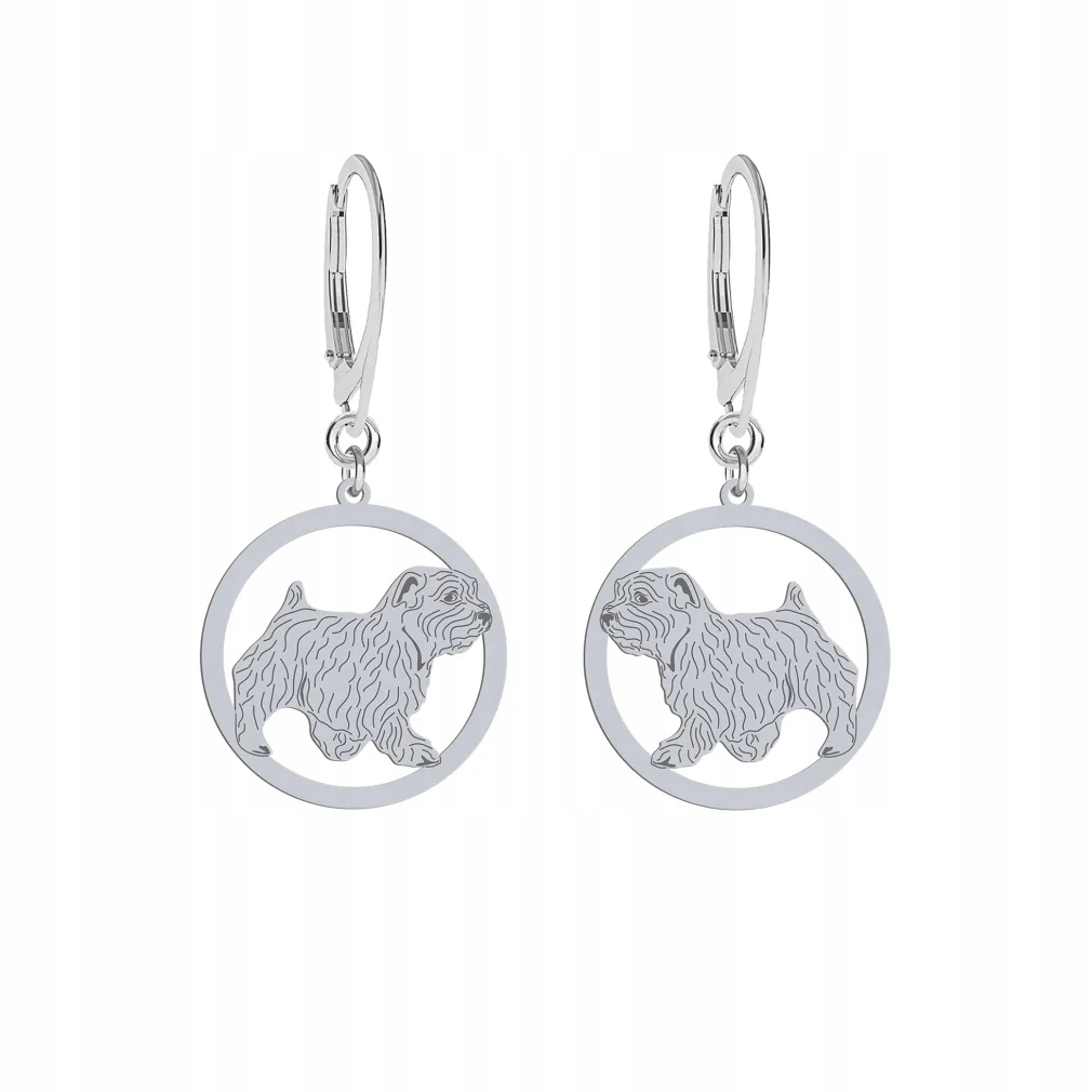 Stříbrné Náušnice se psem Norfolk Terrier 925 Šperky Narozeniny Gravírování