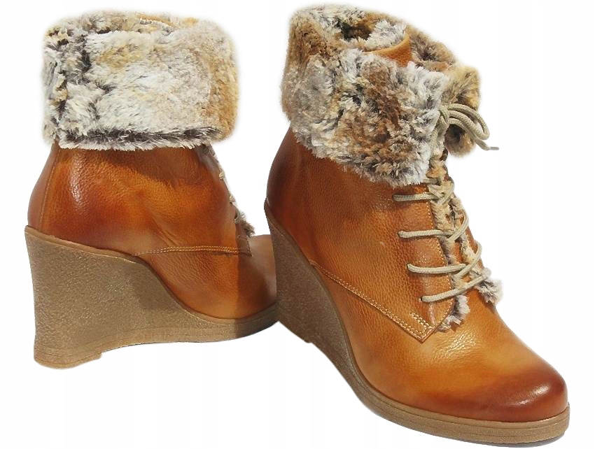 

skórzane botki zimowe damskie ocieplane trzewiki